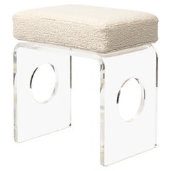 Mid-Century Modernist Lucite Stool In Holly Hunt Boucle