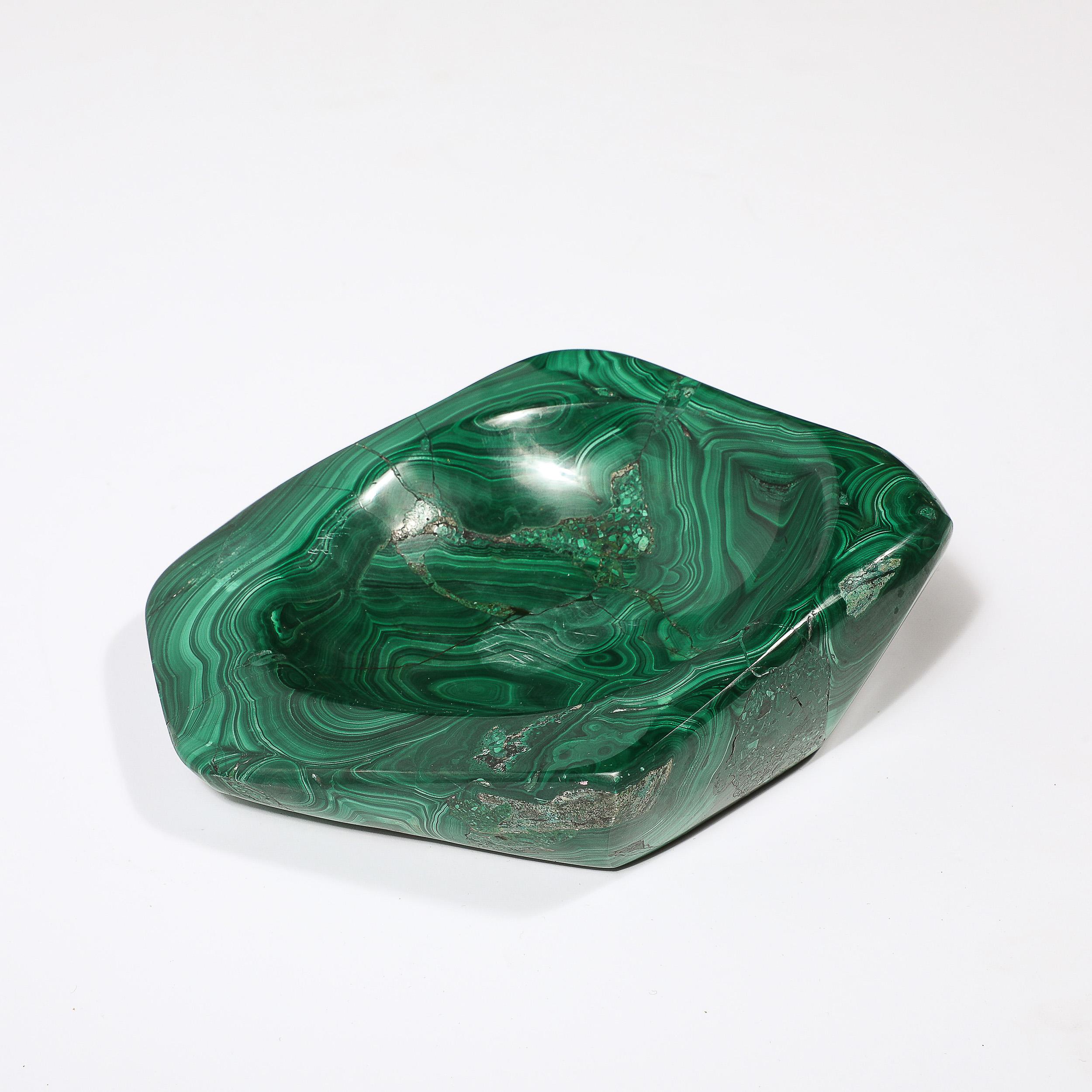 Malachite Bol/cendrier en malachite moderniste du milieu du siècle en vente