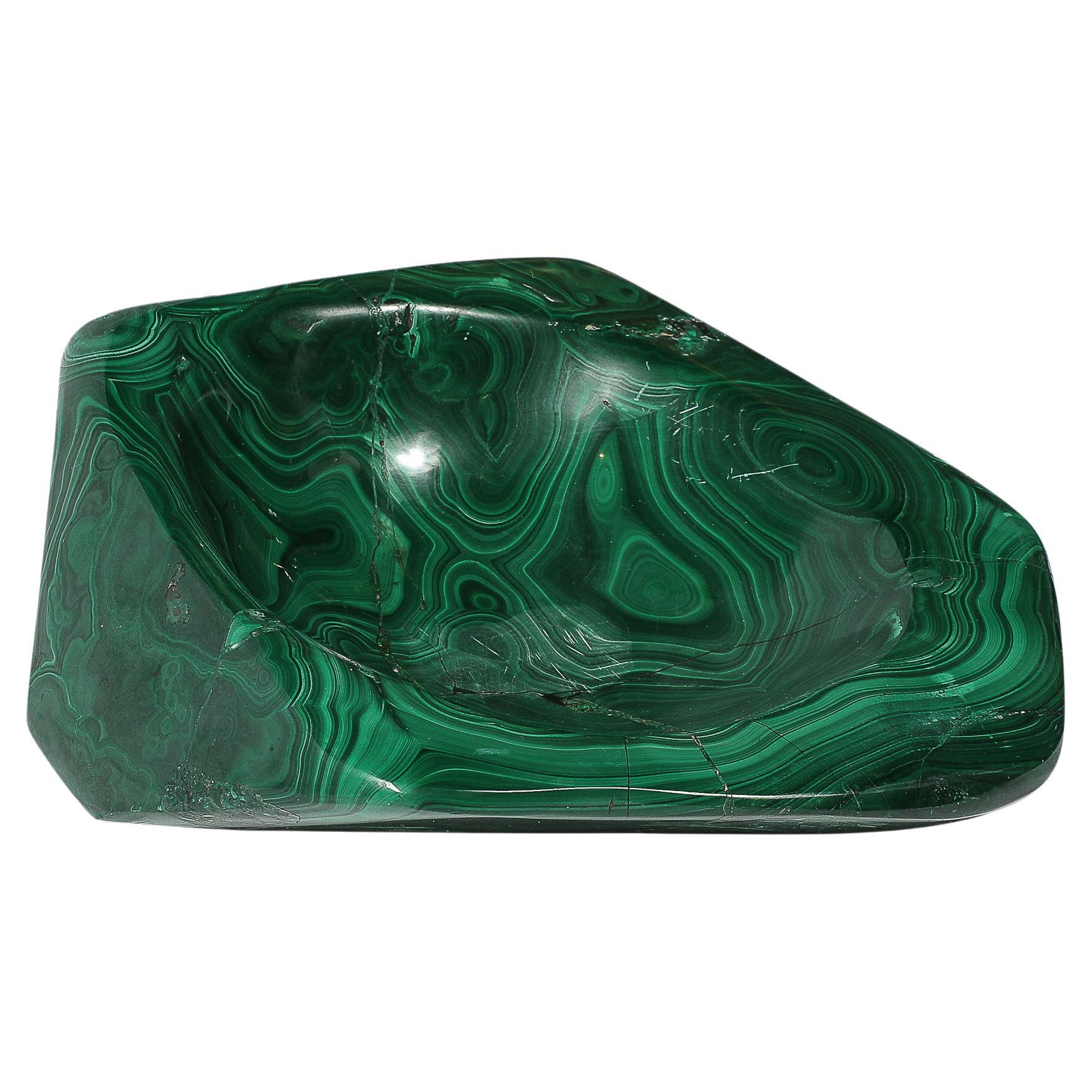 Bol/cendrier en malachite moderniste du milieu du siècle