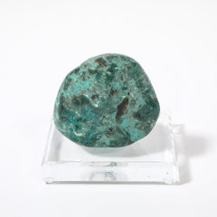Specimen di malachite modernista di metà secolo su base di lucite sfaccettata di HOLLY HUNT
