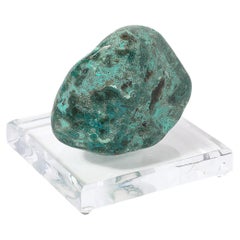 Mid-Century Modernist Malachite Specimen on Faceted Lucite Base by Holly Hunt