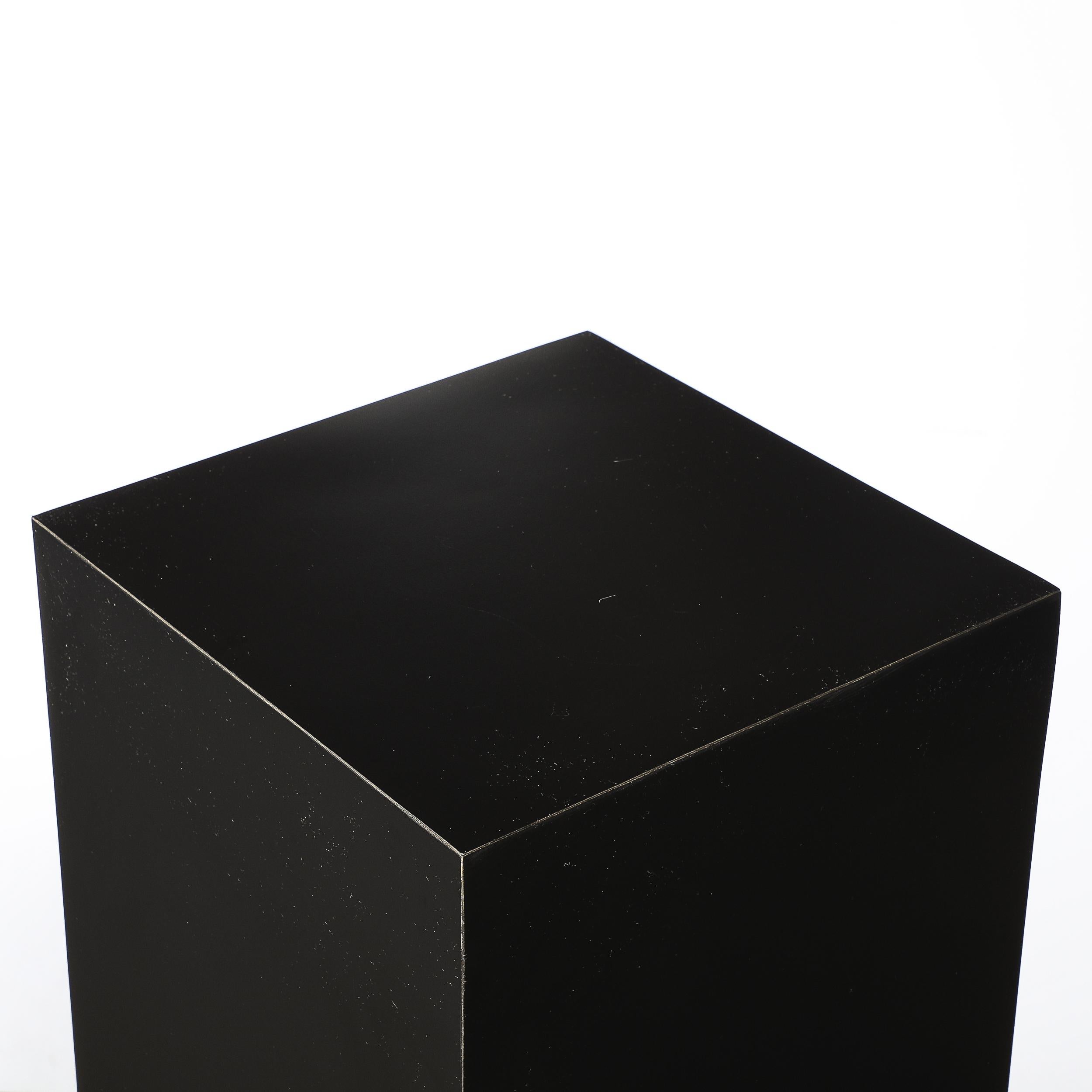 American Mid-Century Modernist Matte Black Laminate Pedestal For Sale