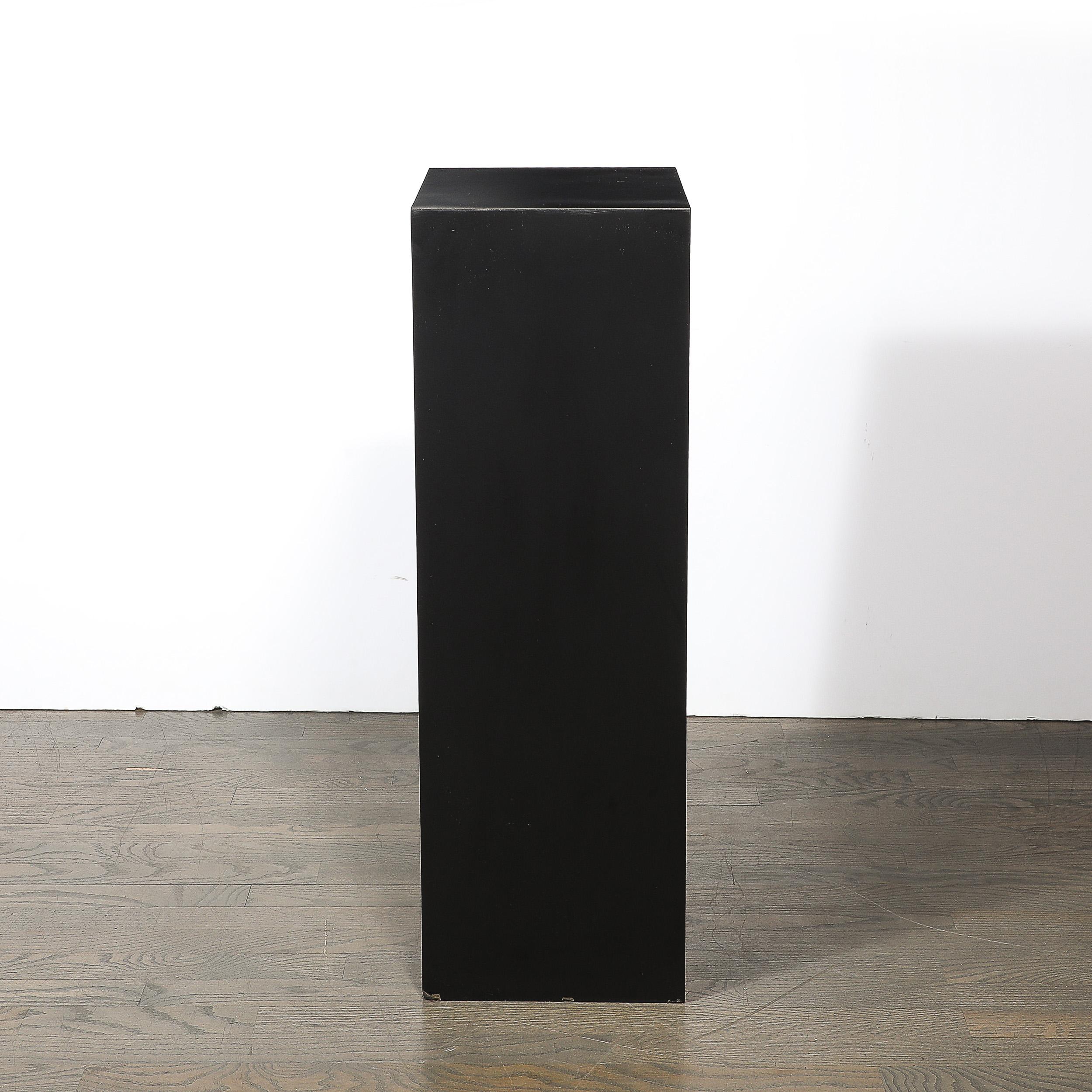 20th Century Mid-Century Modernist Matte Black Laminate Pedestal For Sale