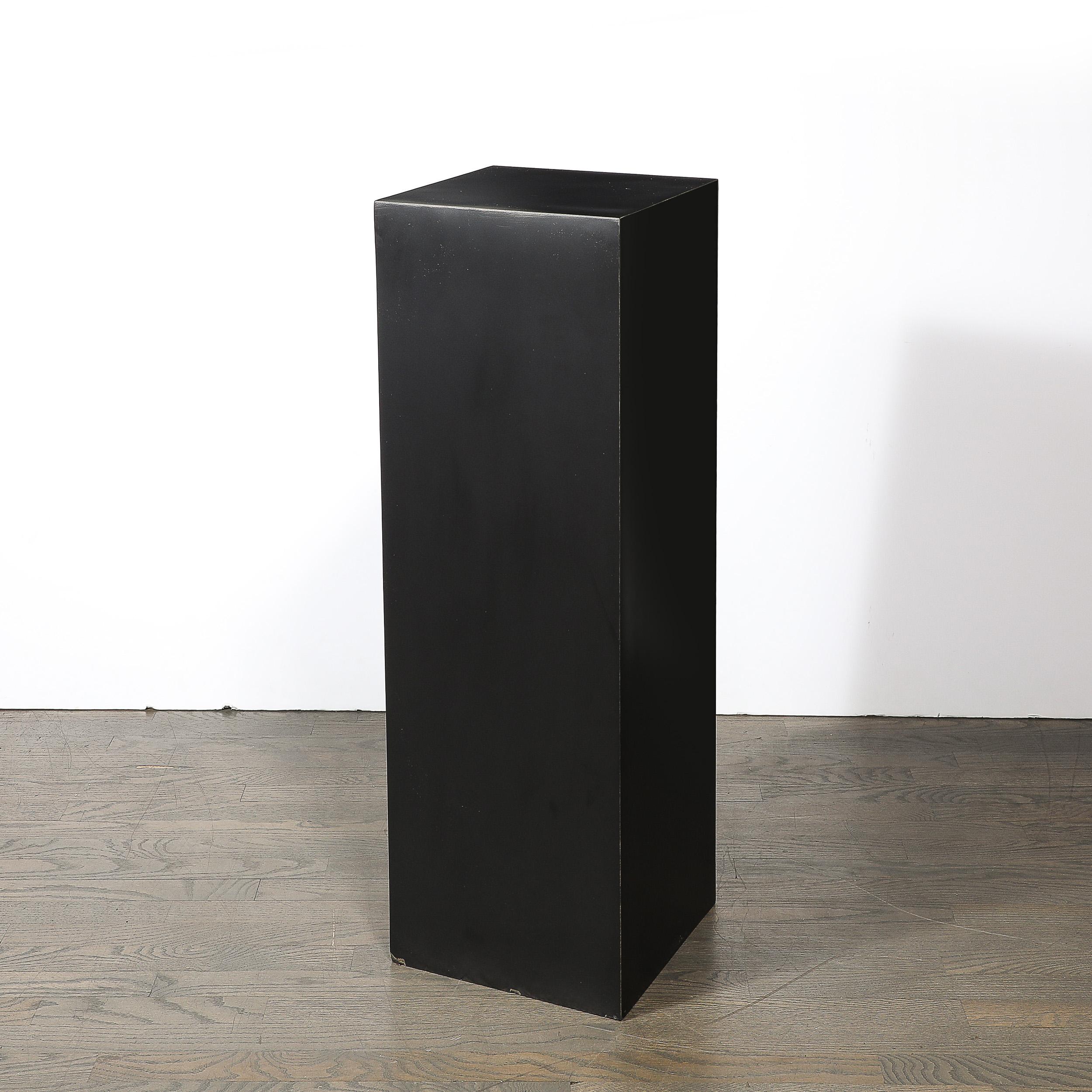 Mid-Century Modernist Matte Black Laminate Pedestal For Sale 1