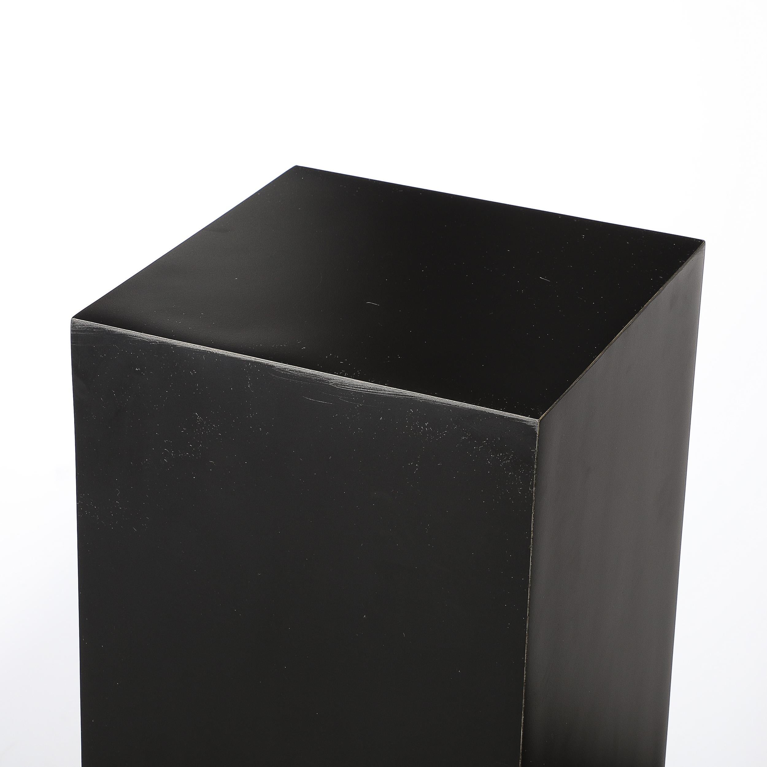 Mid-Century Modernist Matte Black Laminate Pedestal For Sale 2