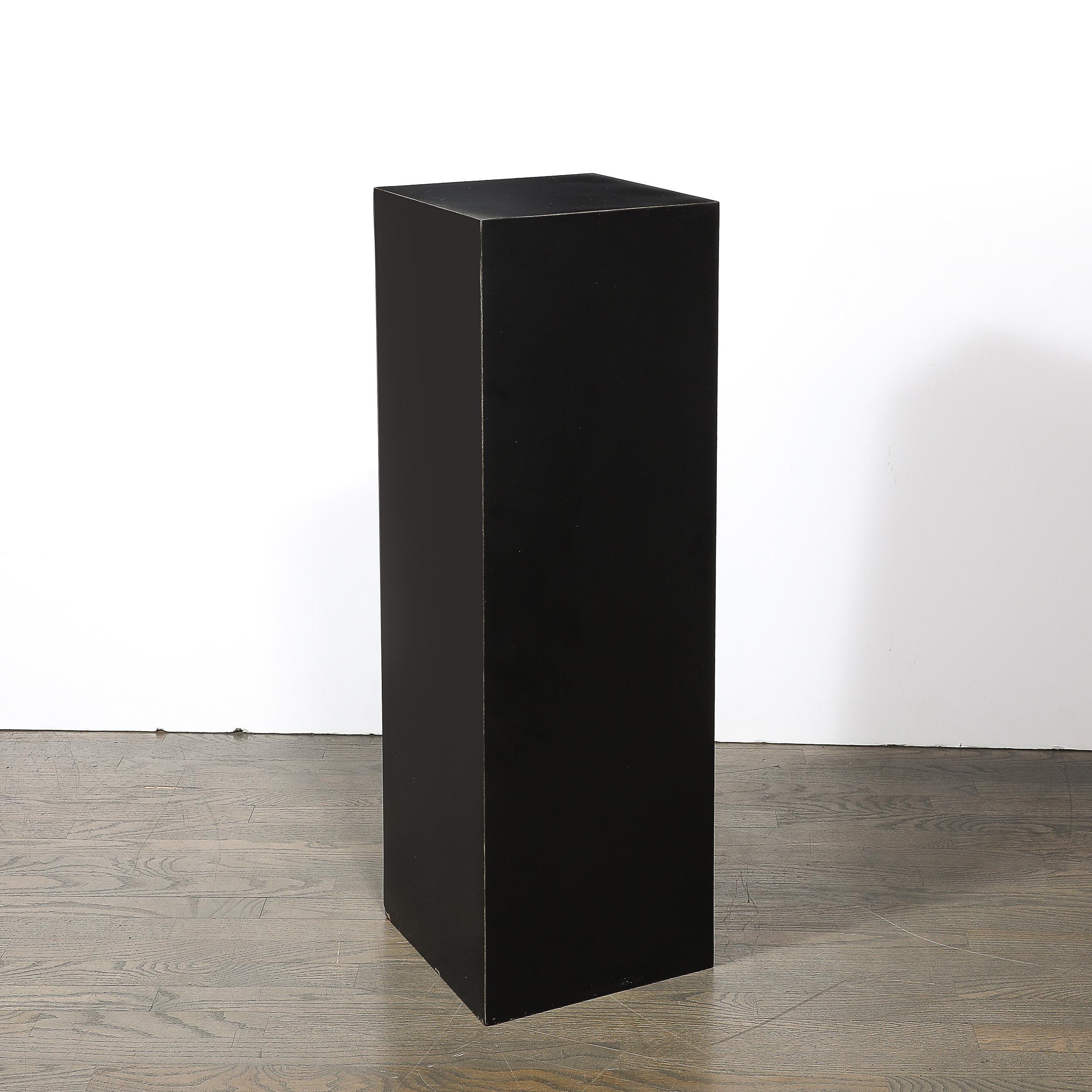 Mid-Century Modernist Matte Black Laminate Pedestal For Sale 3