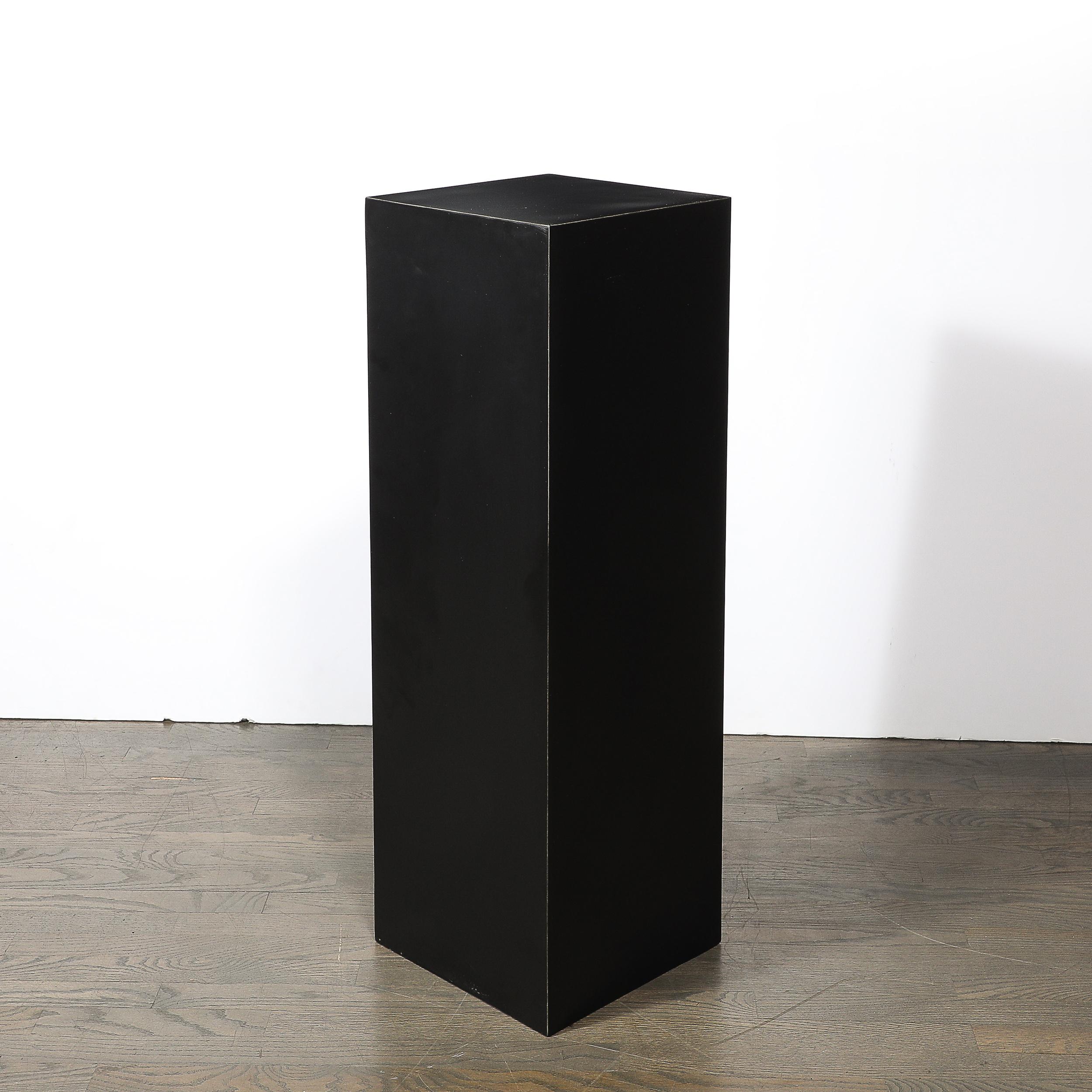 Mid-Century Modernist Matte Black Laminate Pedestal For Sale 4