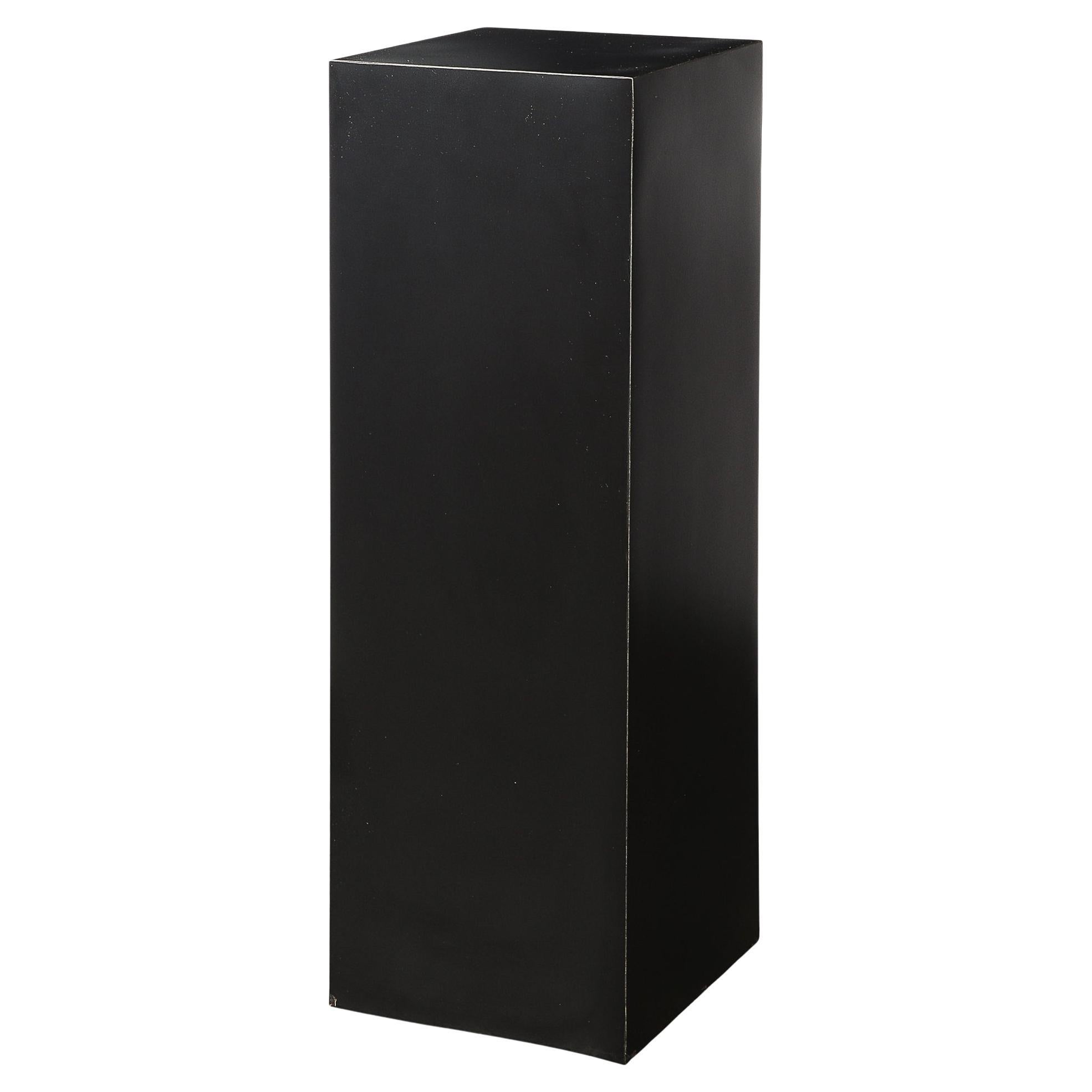 Mid-Century Modernist Matte Black Laminate Pedestal For Sale