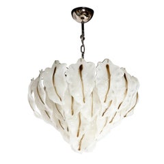 Mid-Century Modernist Mazzega Murano Glass Leaf Chandelier Mid-Century Modernist Mazzega Murano Glass Leaf Chandelier