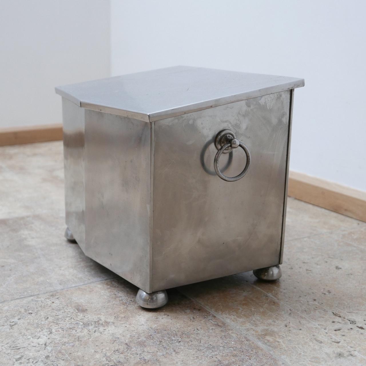 Chrome Mid-Century Modernist Metal Coal Bucket