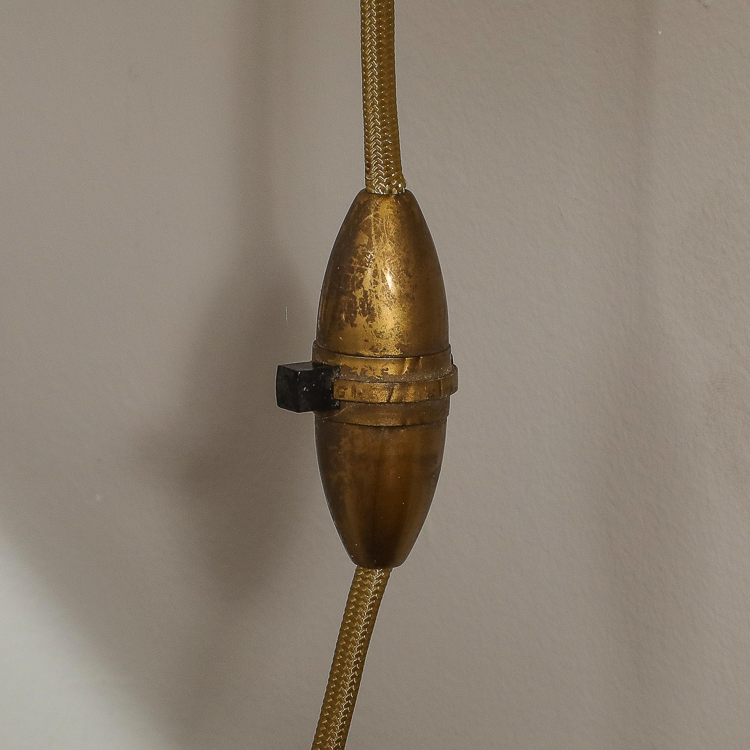 Mid-Century Modernist Milk Glass & Teak Swing Arm Wall Sconce W/ Brass Fittings For Sale 3