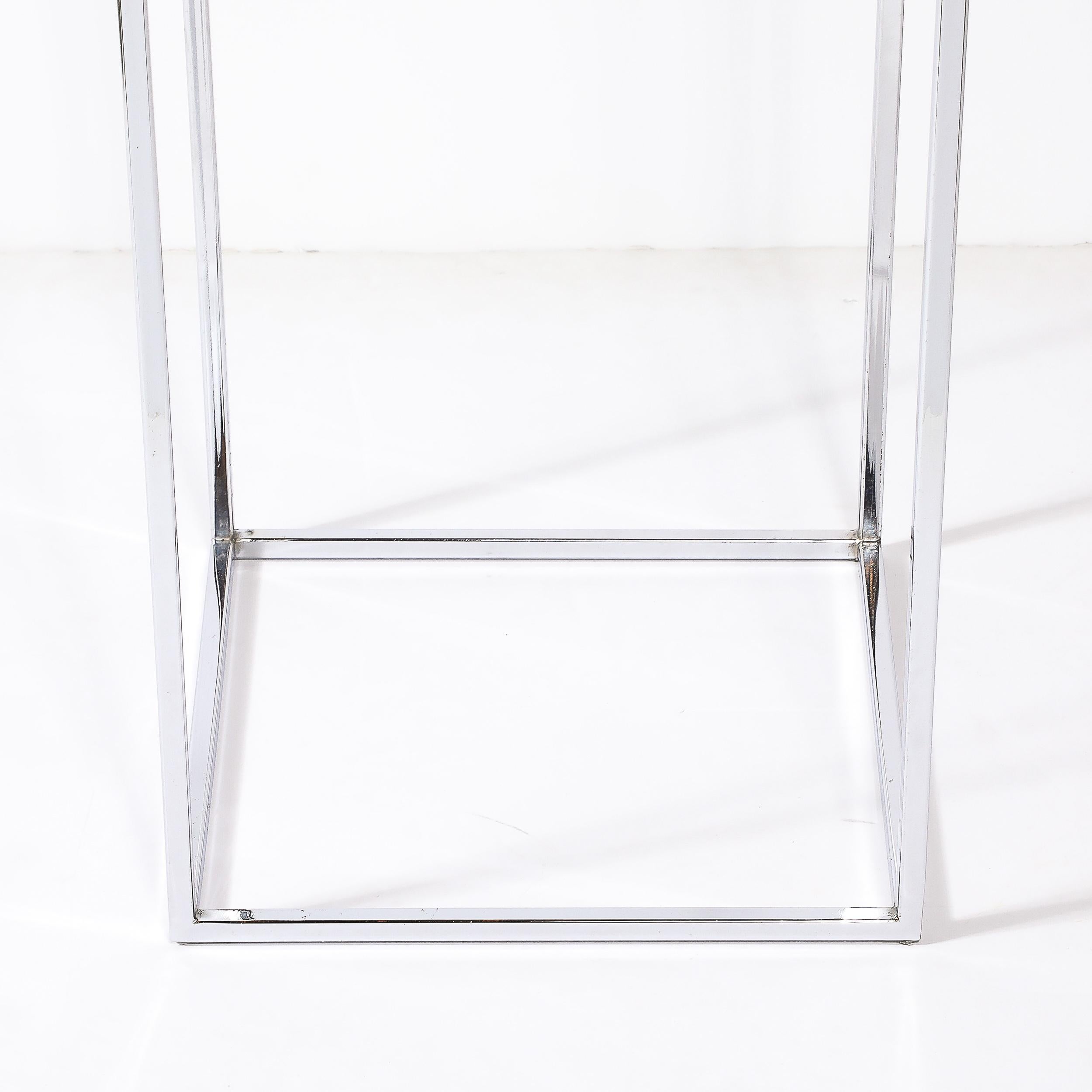 Américain Piédestal rectangulaire chromé minimaliste moderniste du milieu du siècle dernier en vente