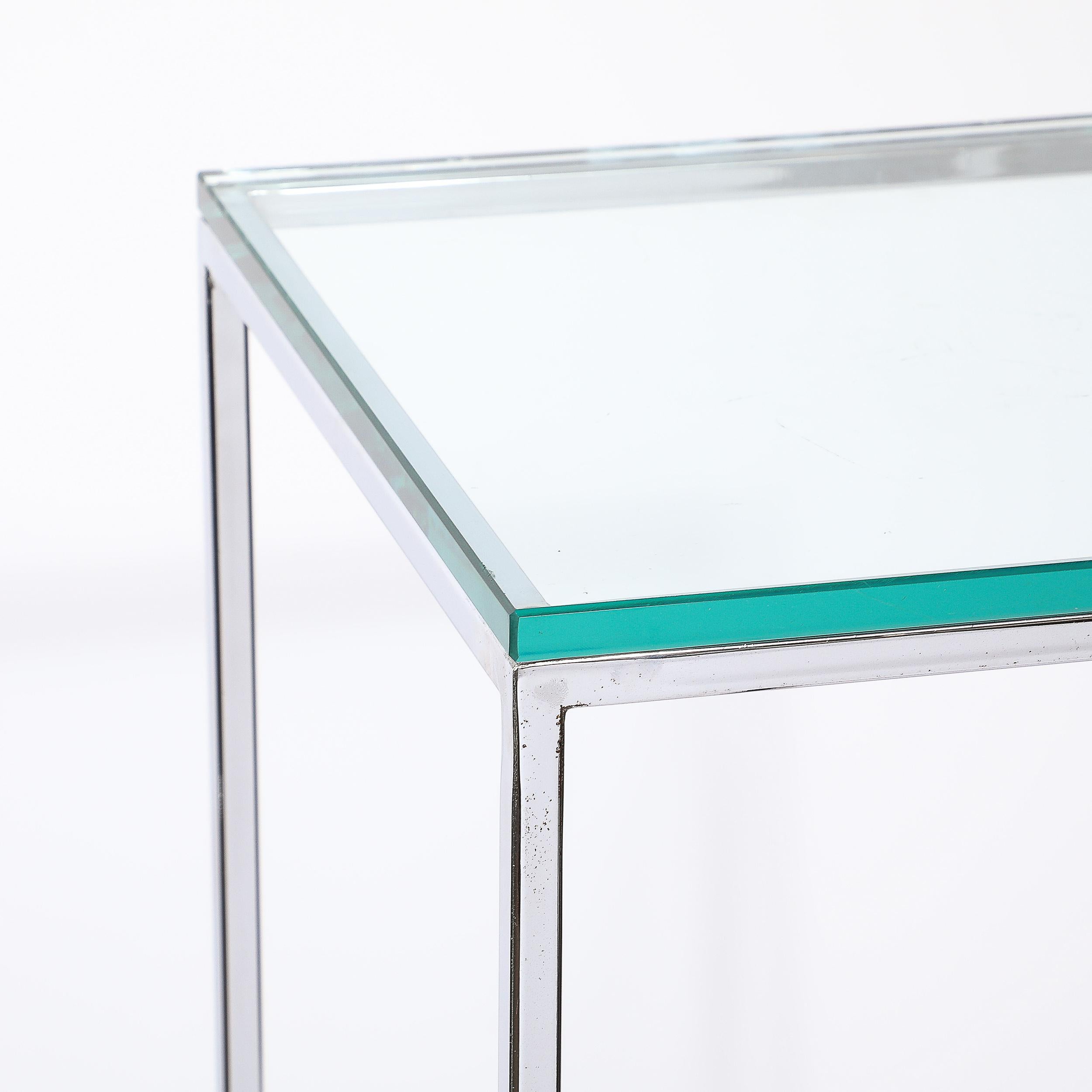 Piédestal rectangulaire chromé minimaliste moderniste du milieu du siècle dernier Excellent état - En vente à New York, NY