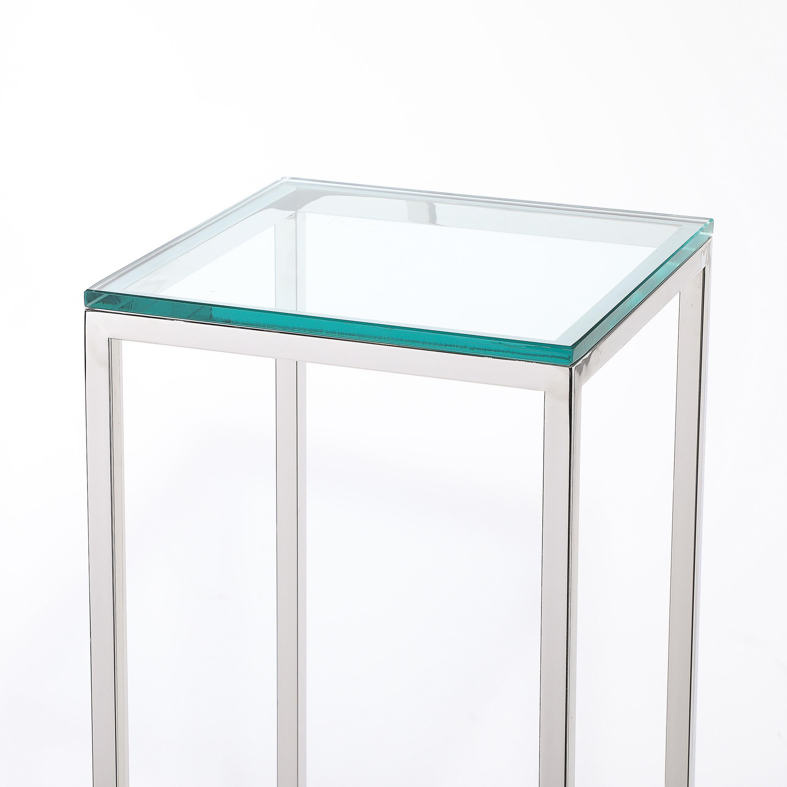 Piédestal rectangulaire chromé minimaliste moderniste du milieu du siècle dernier Excellent état - En vente à New York, NY