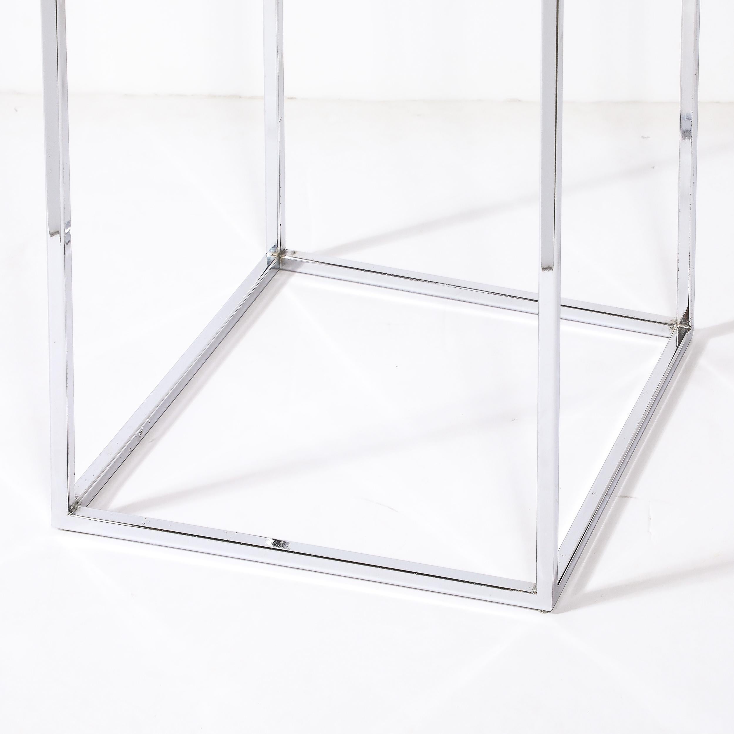 Fin du 20e siècle Piédestal rectangulaire chromé minimaliste moderniste du milieu du siècle dernier en vente