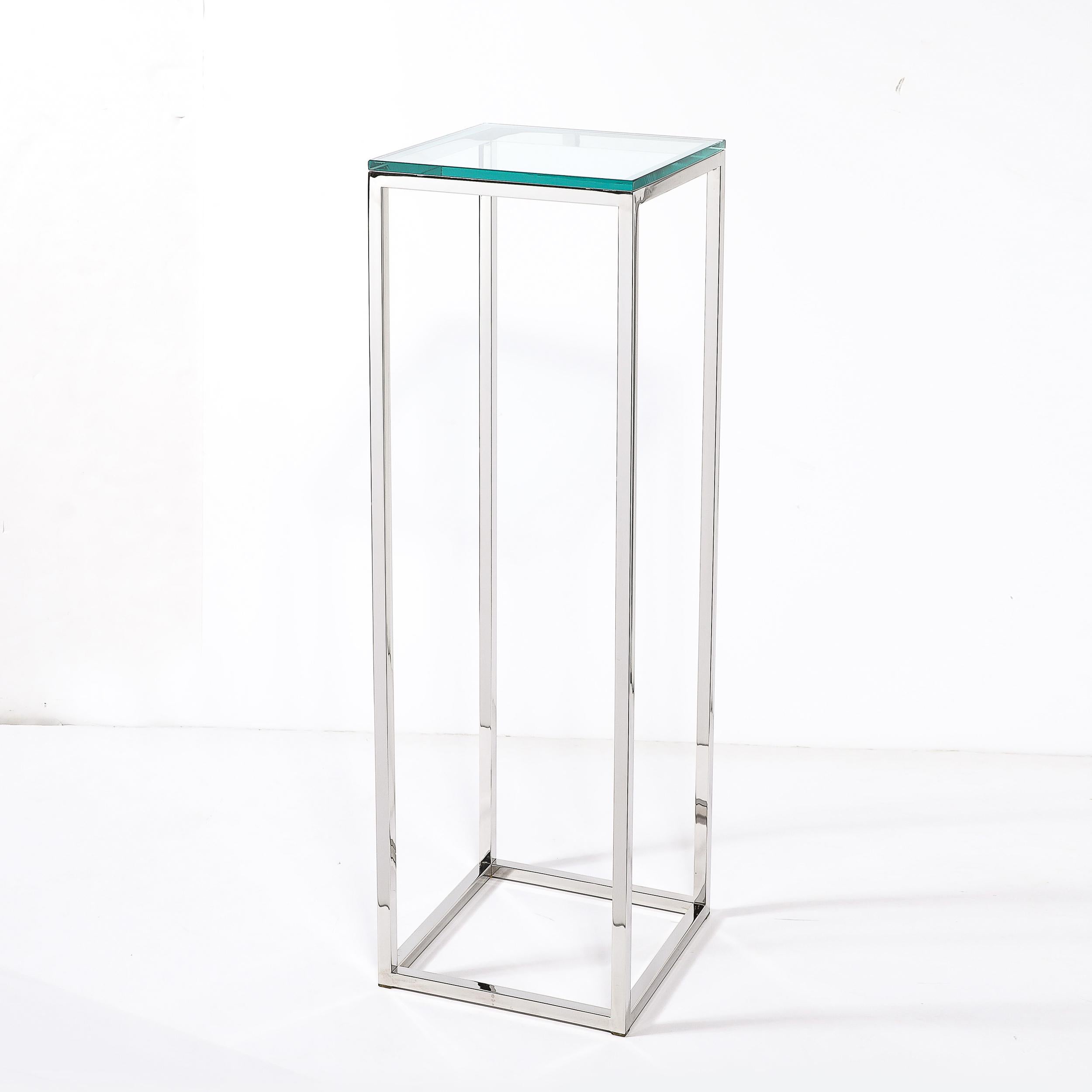 Fin du 20e siècle Piédestal rectangulaire chromé minimaliste moderniste du milieu du siècle dernier en vente