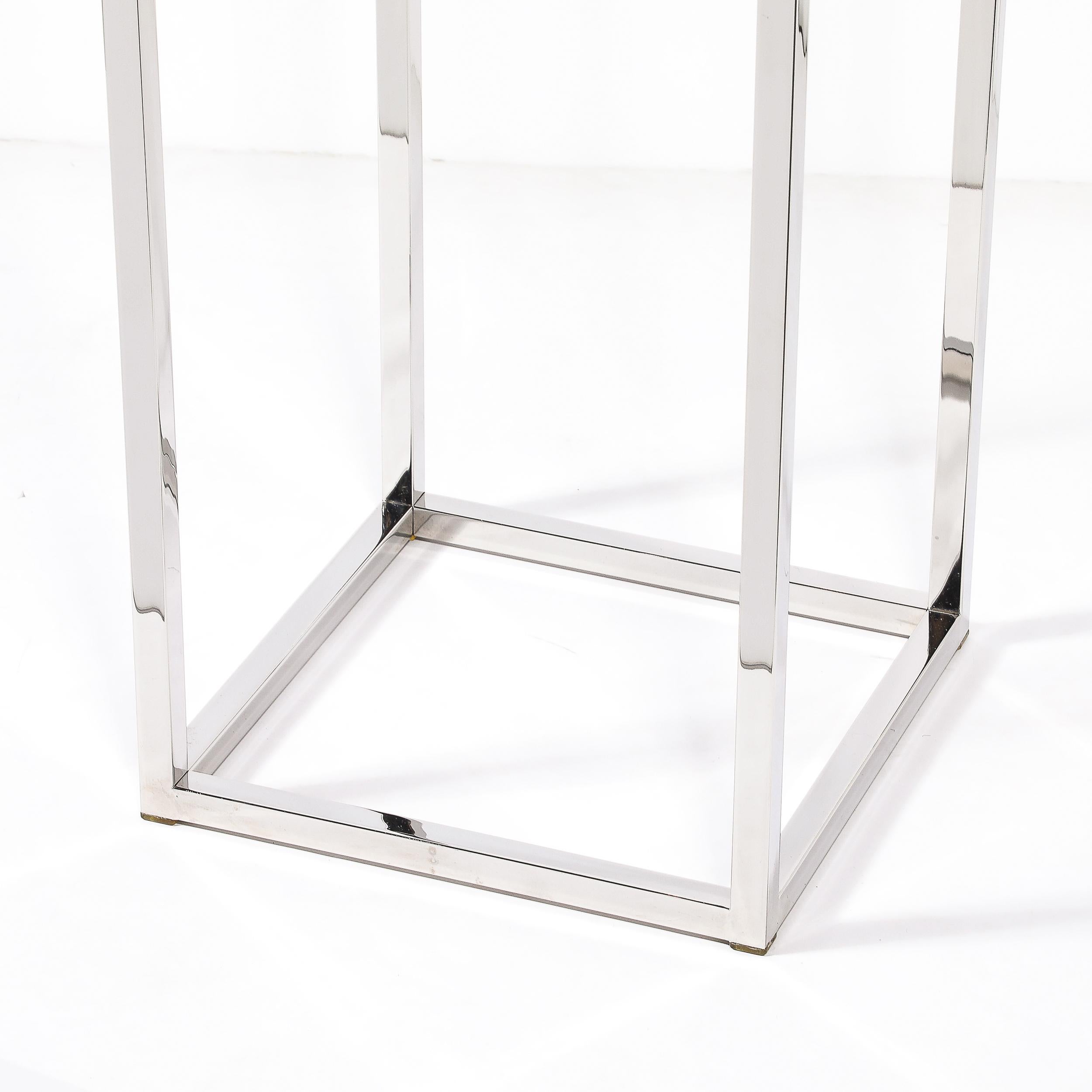 Verre Piédestal rectangulaire chromé minimaliste moderniste du milieu du siècle dernier en vente
