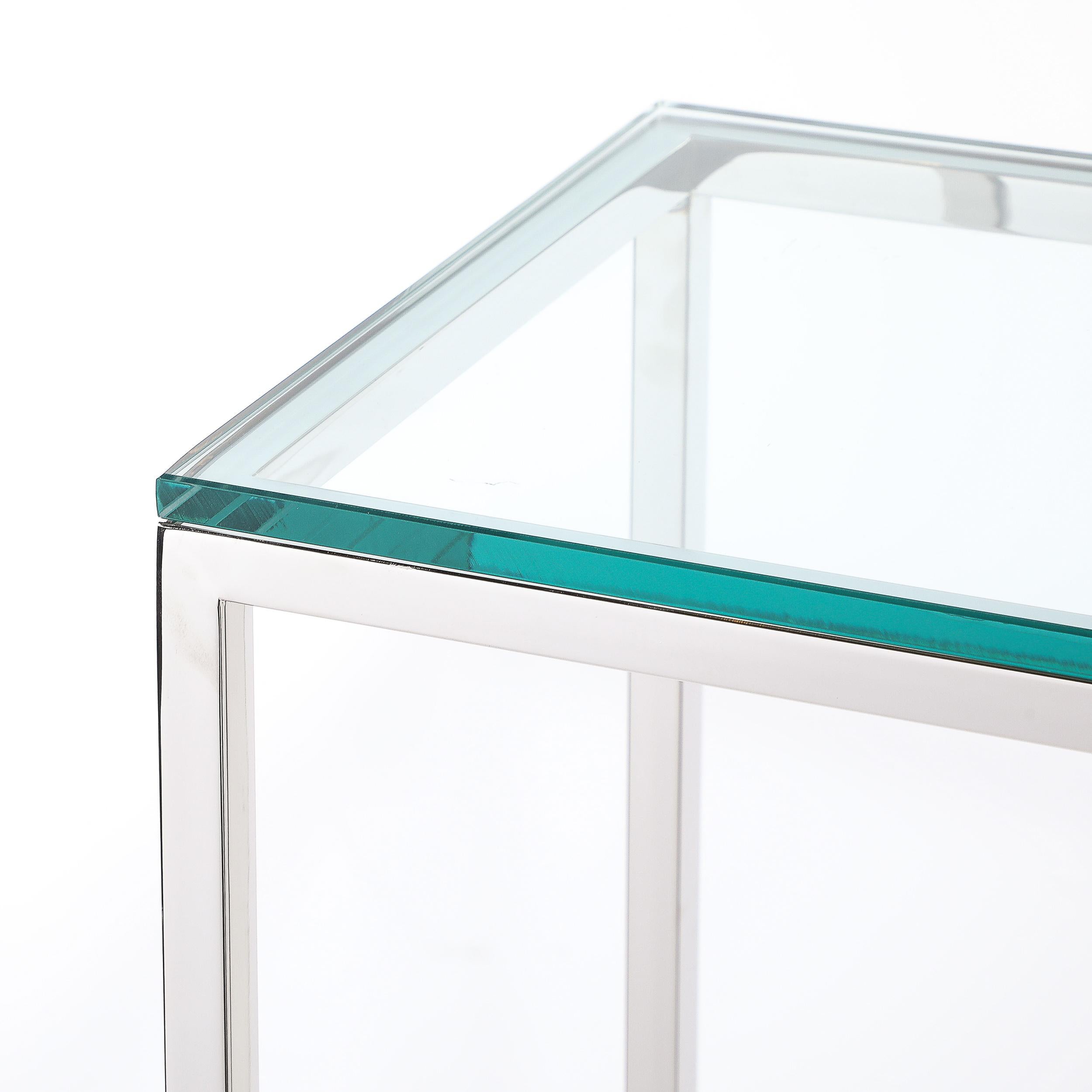 Piédestal rectangulaire chromé minimaliste moderniste du milieu du siècle dernier en vente 1