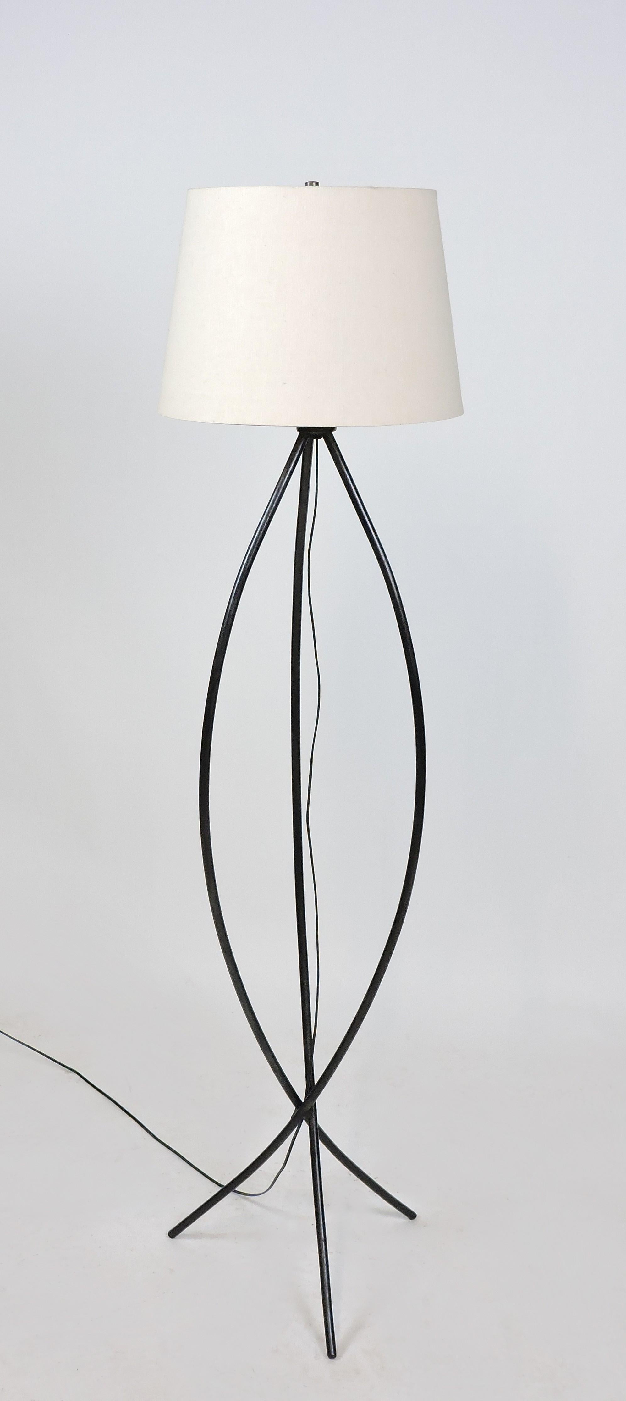 Mid-20th Century Mid-Century Modernist Minimalist Iron Tripod Floor Lamp