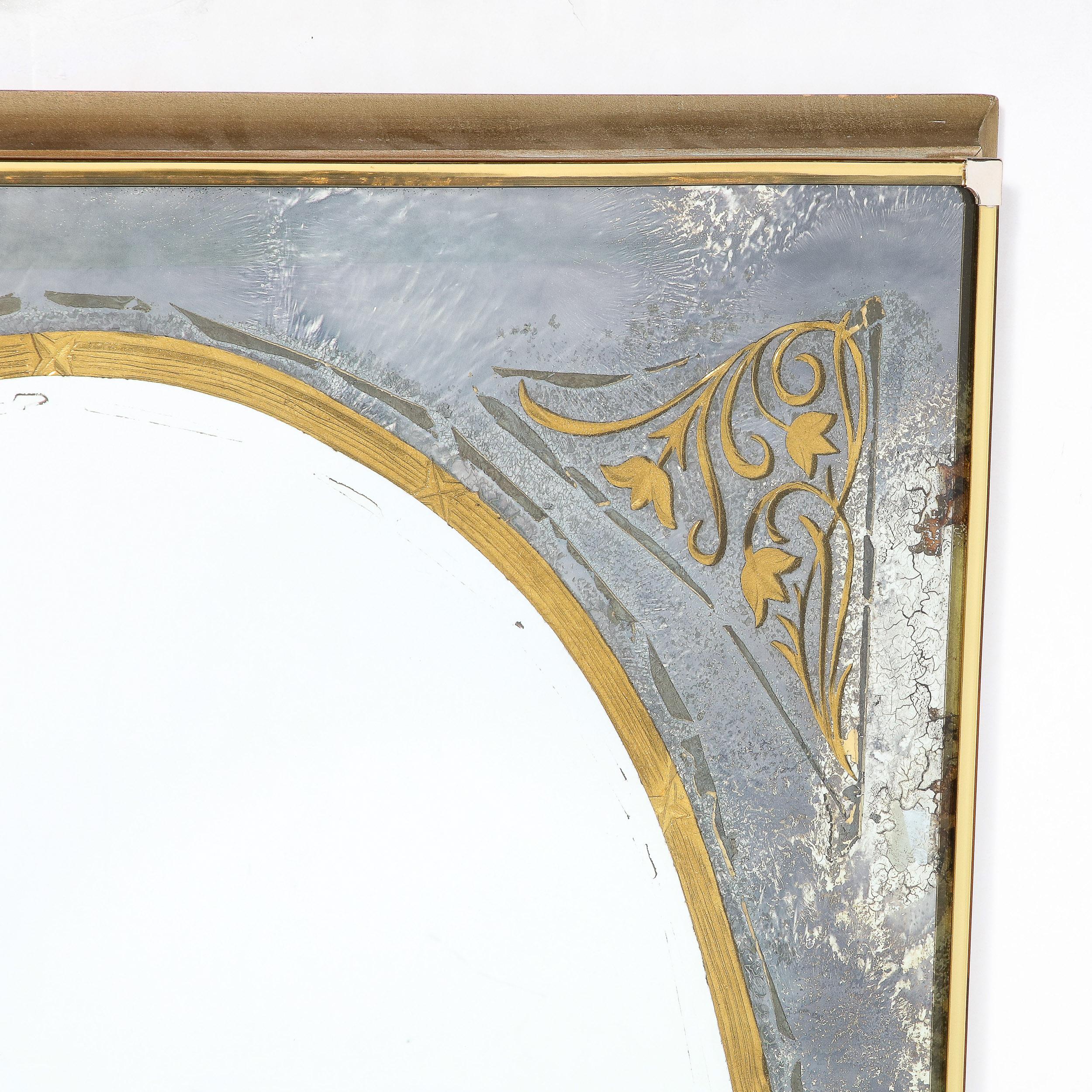 Mid-Century Modernist Mirror in Gilt Eglomise w/ Antiqued Smoked Border For Sale 5