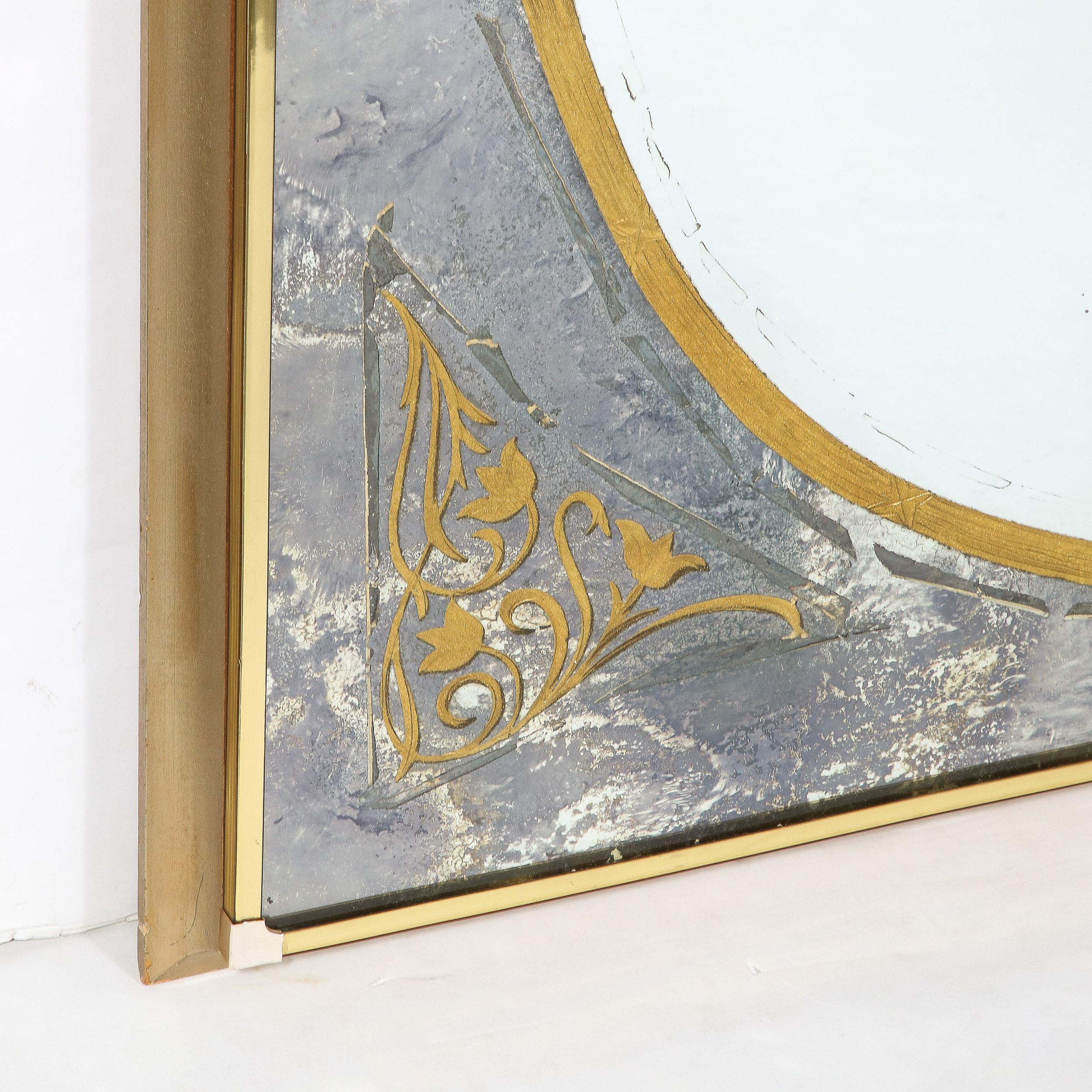 Mid-Century Modernist Mirror in Gilt Eglomise w/ Antiqued Smoked Border For Sale 6