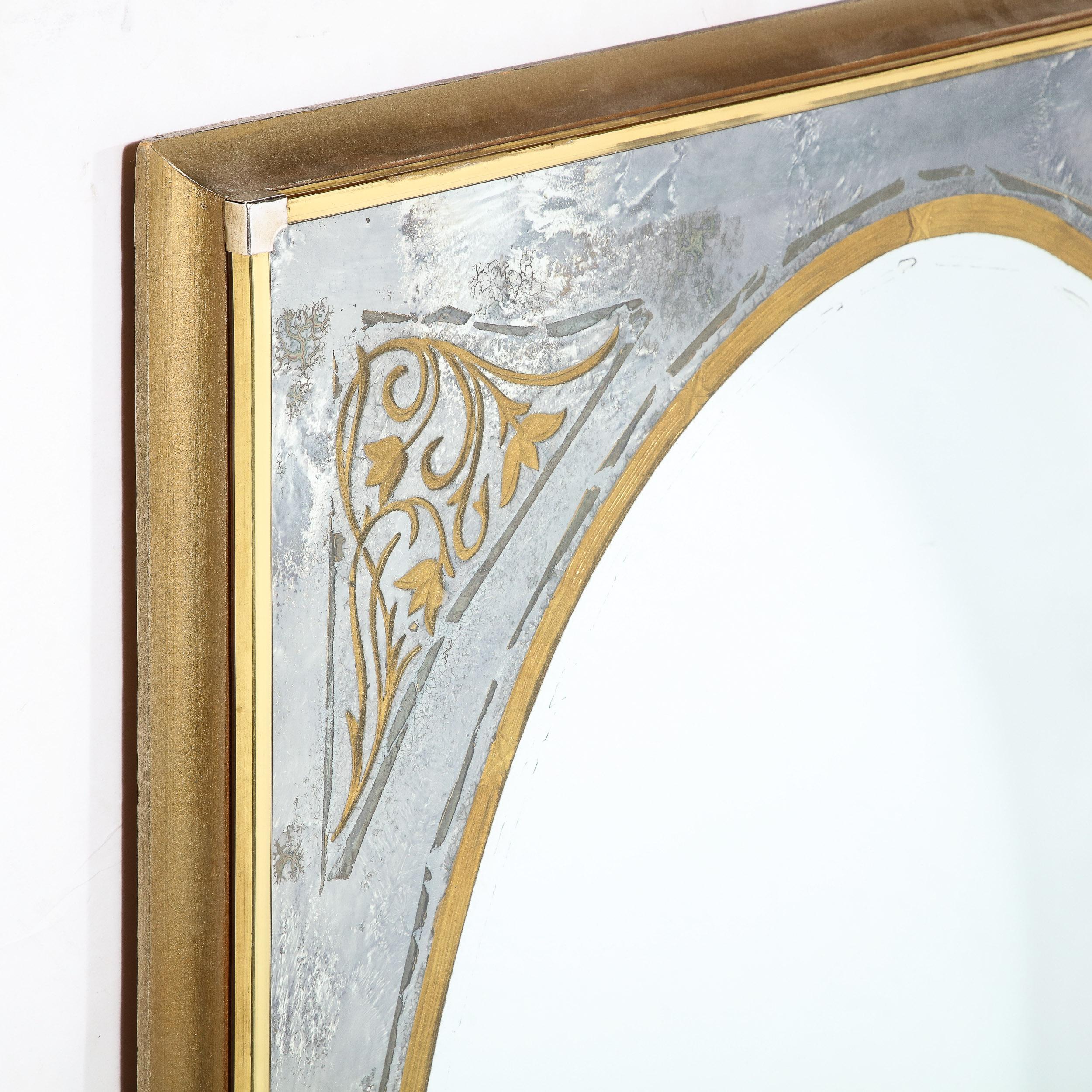 Mid-Century Modernist Mirror in Gilt Eglomise w/ Antiqued Smoked Border For Sale 7