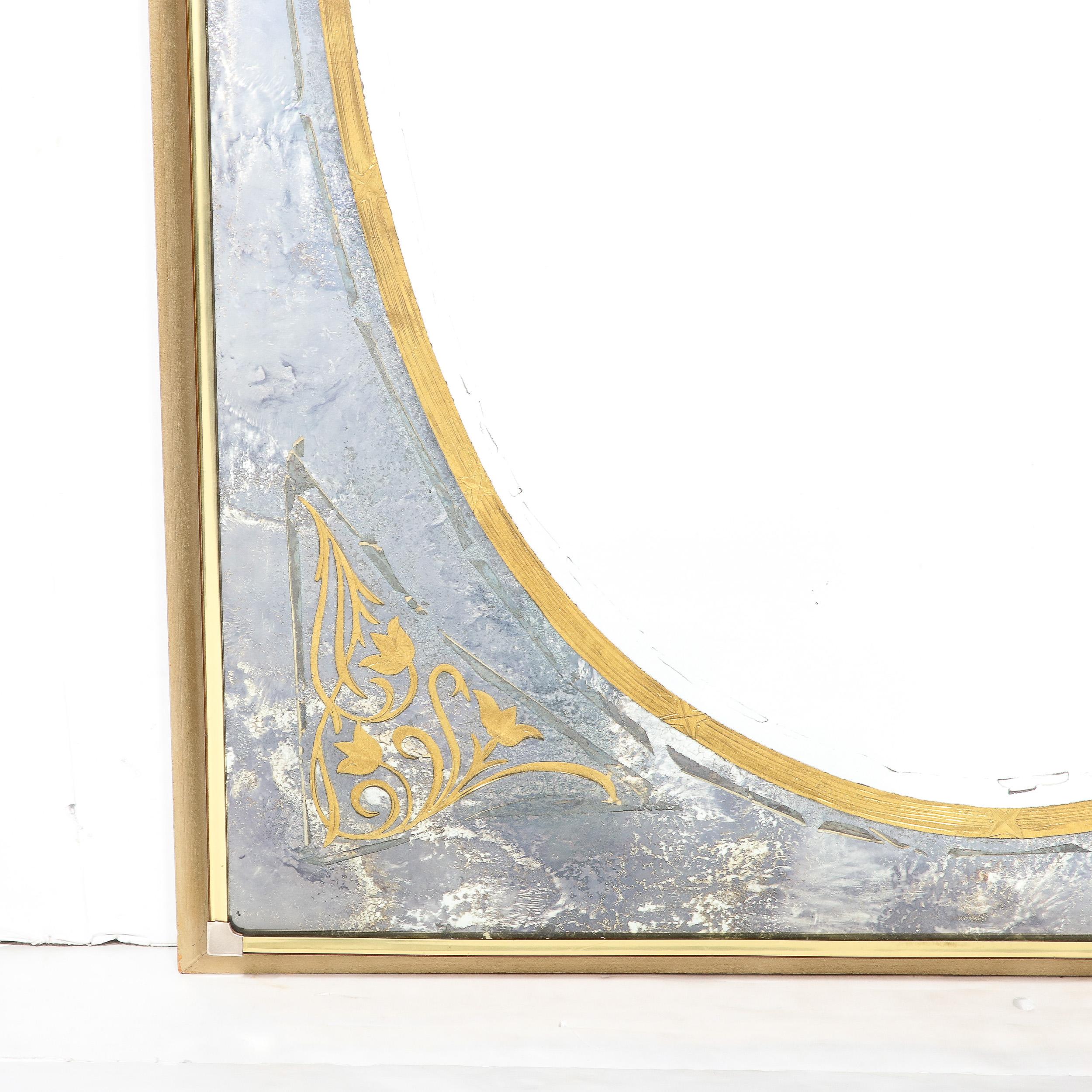 Mid-Century Modernist Mirror in Gilt Eglomise w/ Antiqued Smoked Border For Sale 9