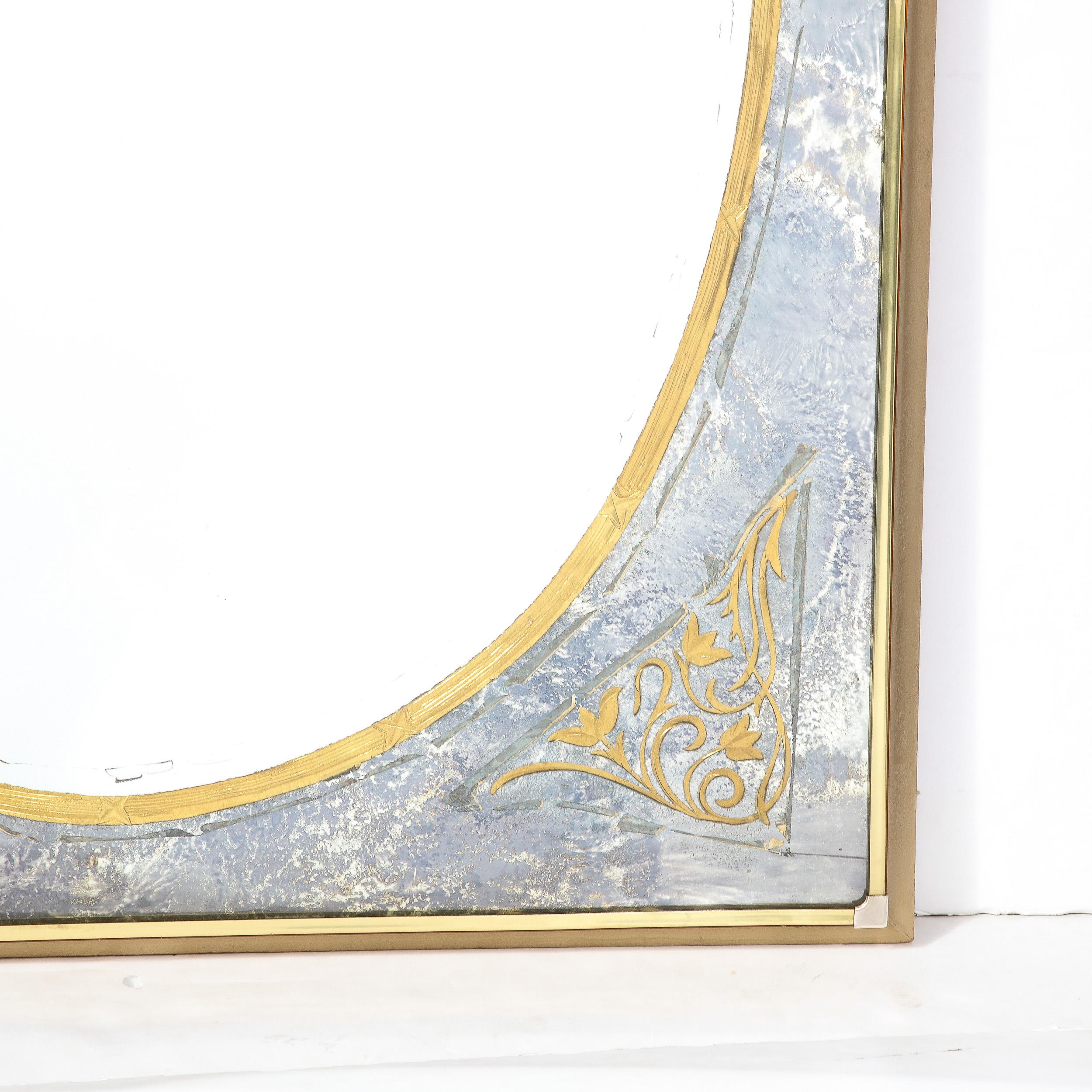 Mid-Century Modernist Mirror in Gilt Eglomise w/ Antiqued Smoked Border For Sale 10