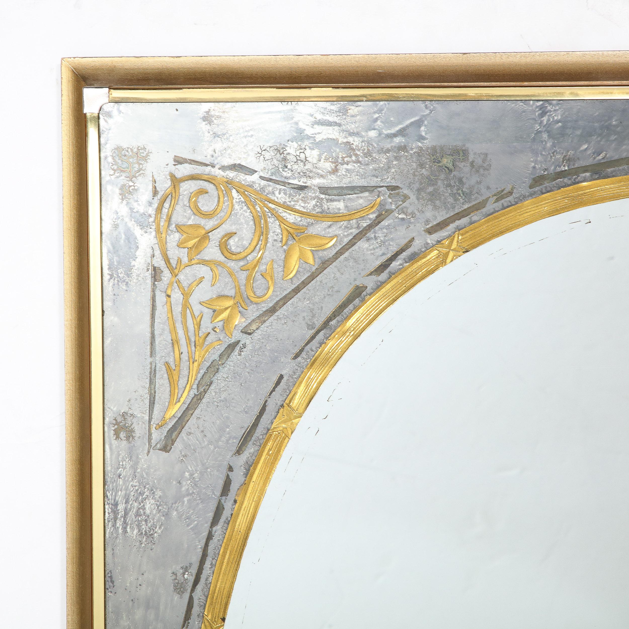 Mid-20th Century Mid-Century Modernist Mirror in Gilt Eglomise w/ Antiqued Smoked Border For Sale