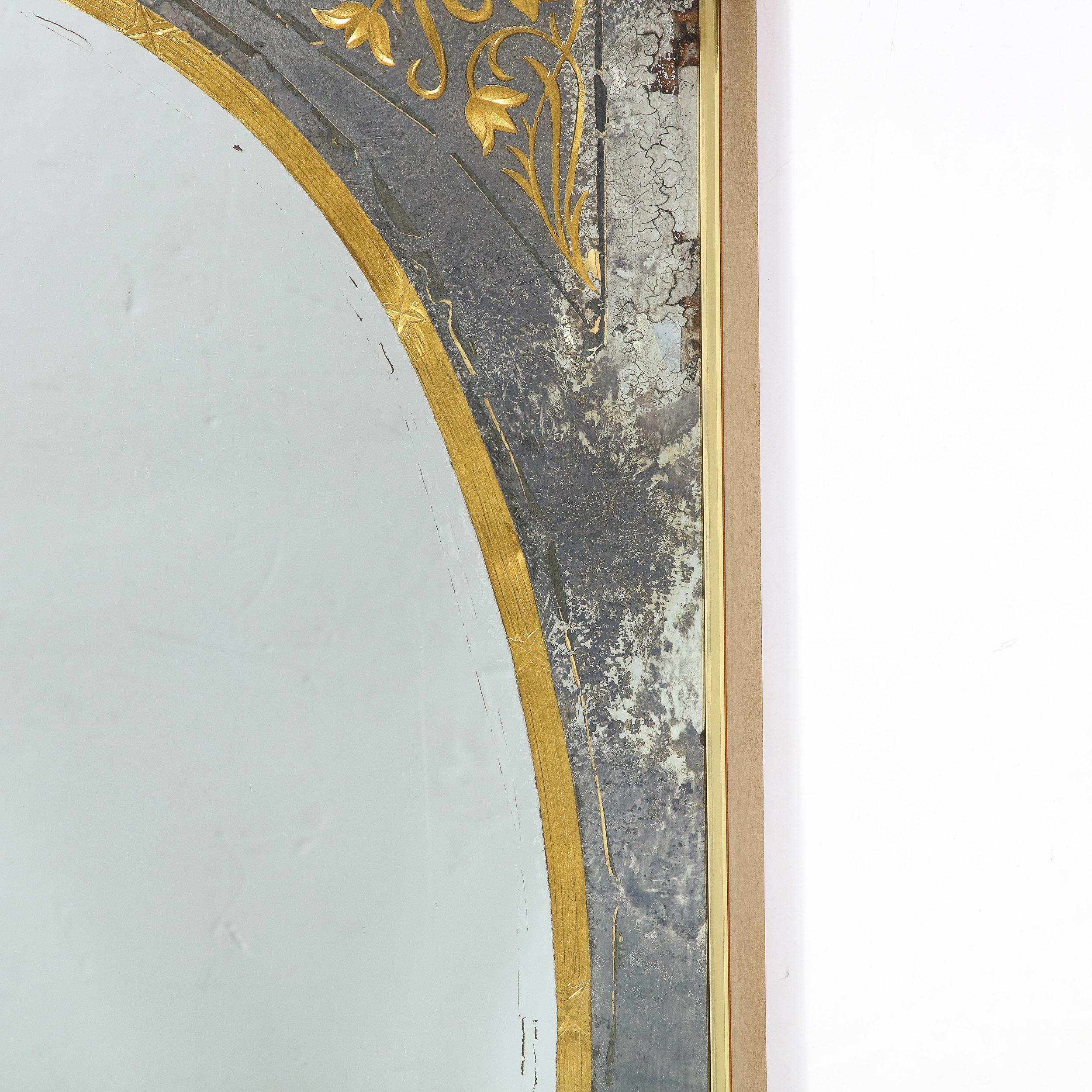 Mid-Century Modernist Mirror in Gilt Eglomise w/ Antiqued Smoked Border For Sale 2