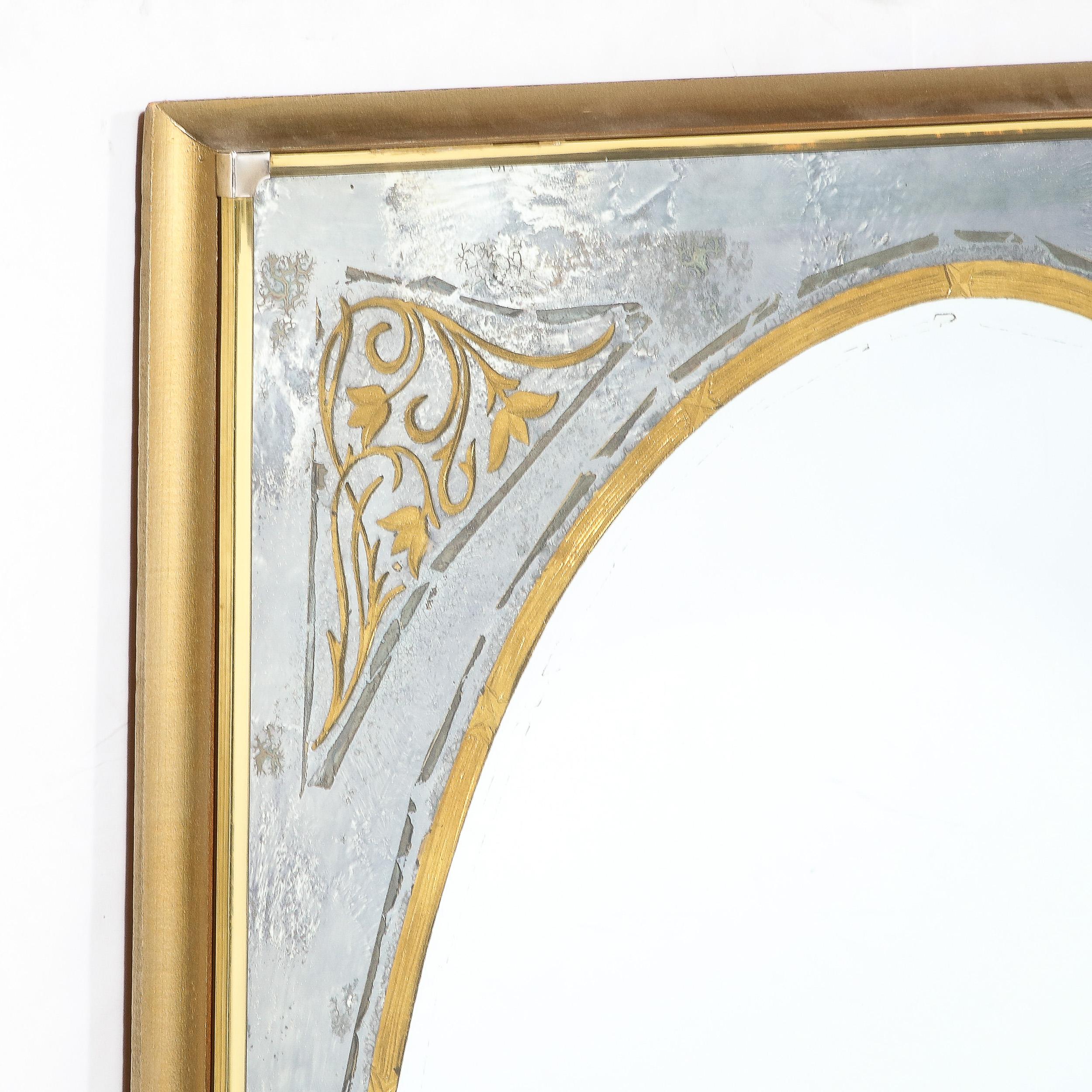 Mid-Century Modernist Mirror in Gilt Eglomise w/ Antiqued Smoked Border For Sale 4