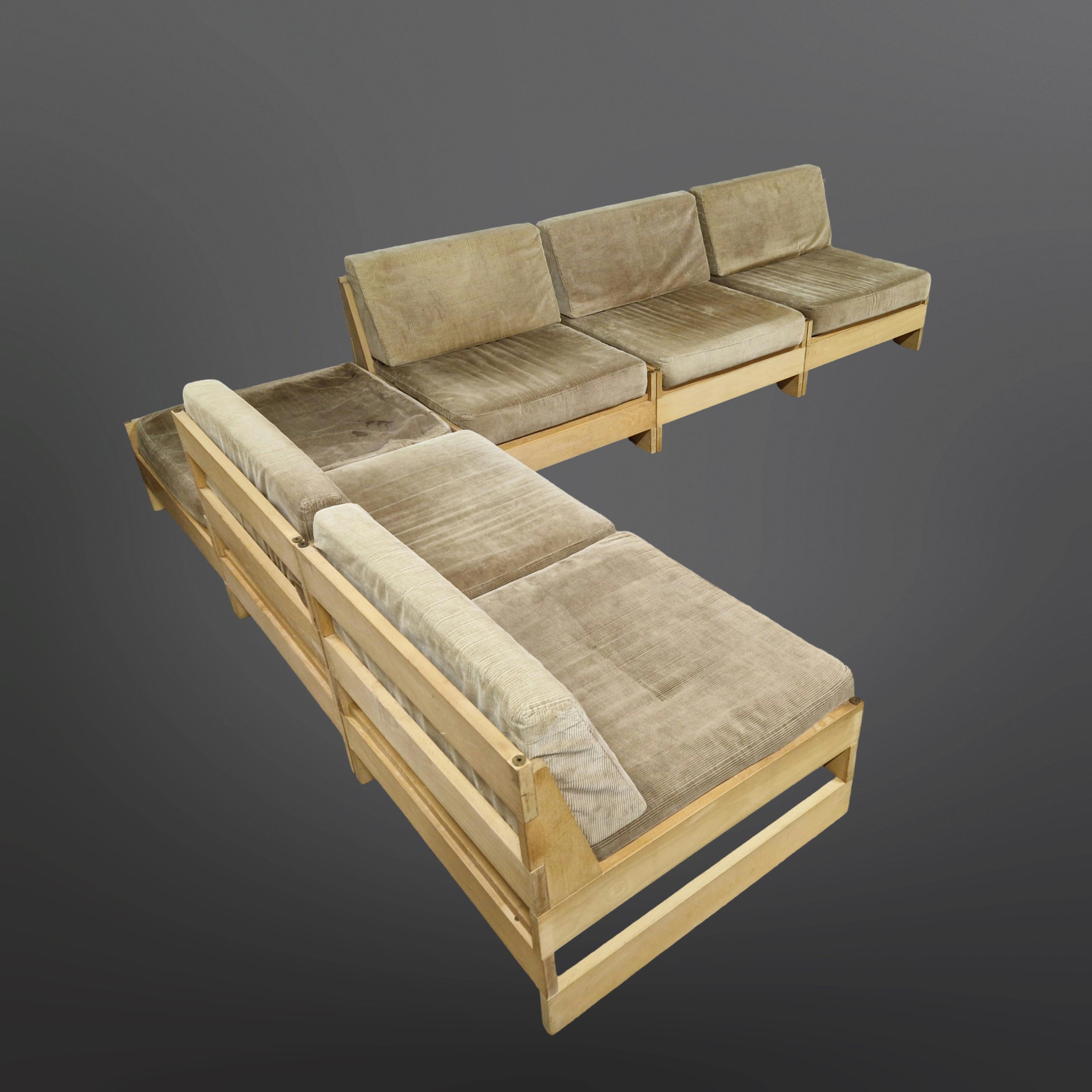Fabric Mid century modernist modular sofa, Netherlands 1960s For Sale