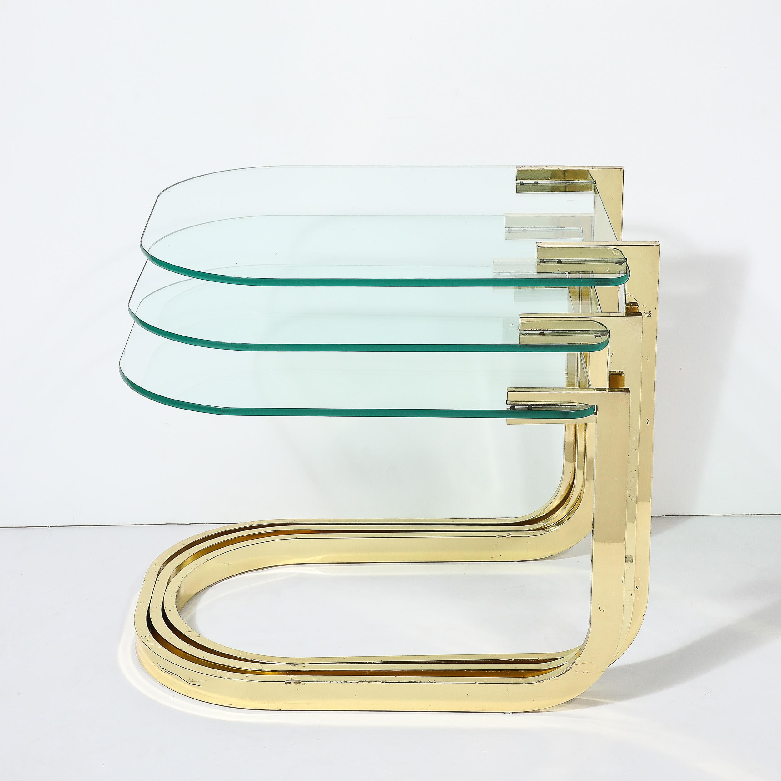 Mid-Century Modernist Nesting Tables in Polished Brass by Milo Baughman For Sale 6