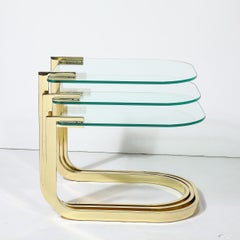 Mid-Century Modernist Nesting Tables in Polished Brass by Milo Baughman