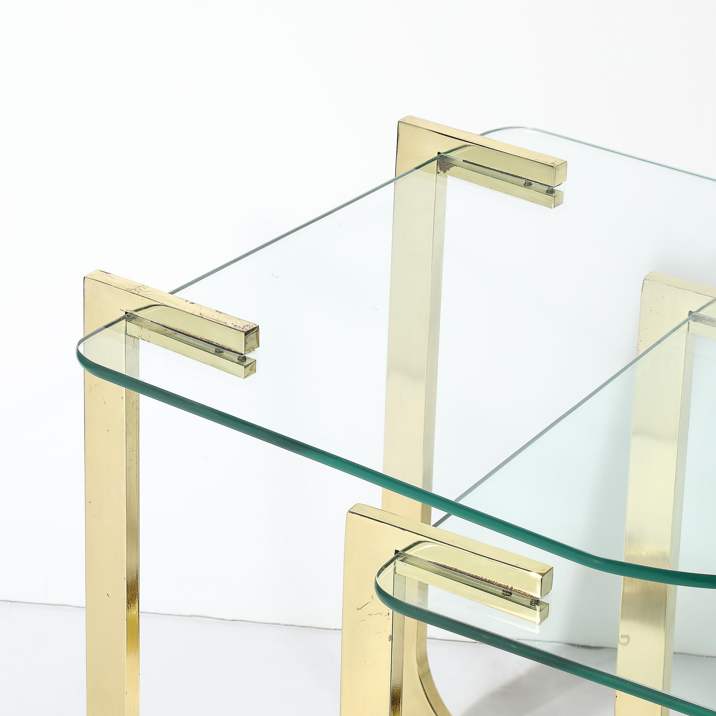 Mid-Century Modernist Nesting Tables in Polished Brass by Milo Baughman For Sale 1
