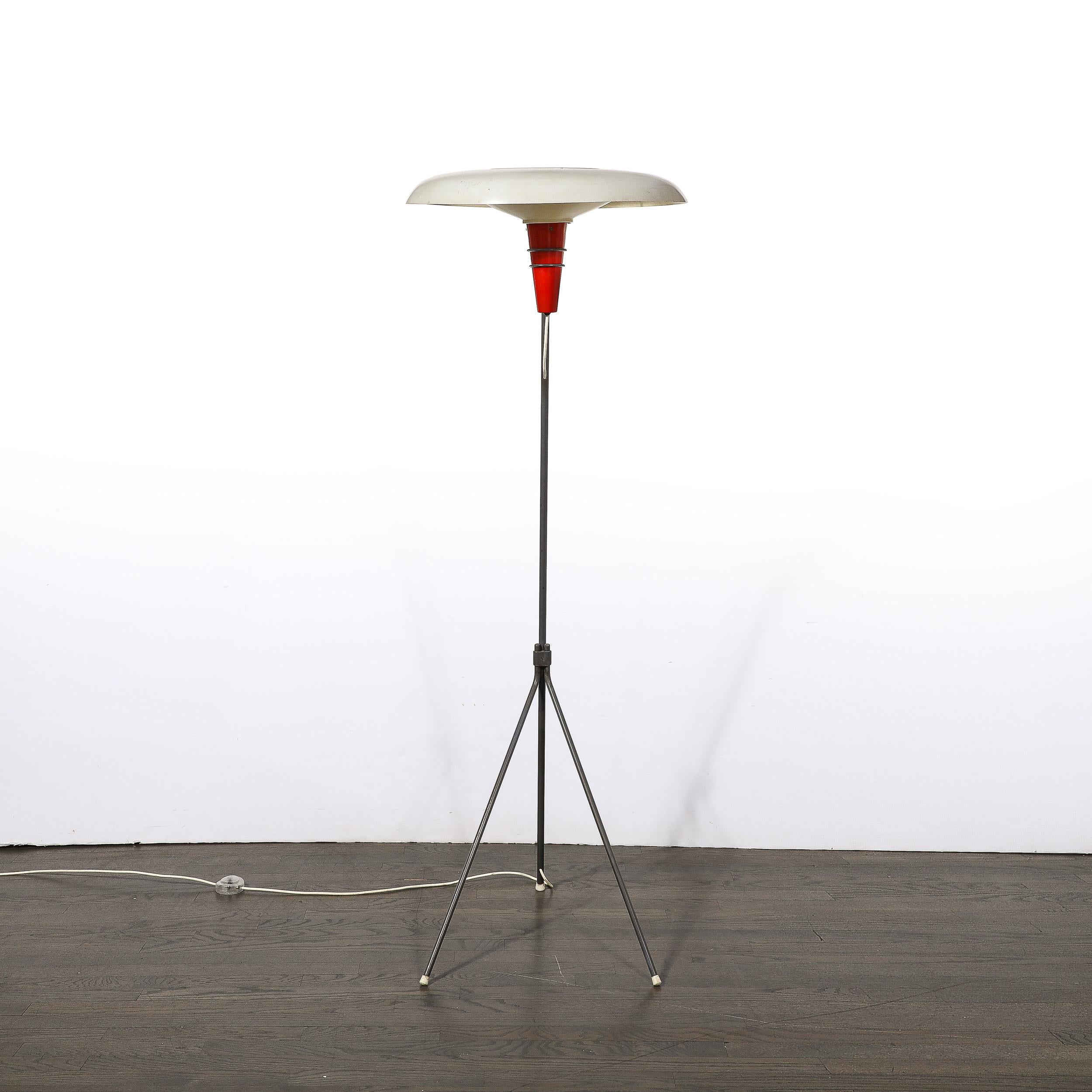 Enamel Mid-Century Modernist “NX38” Floor Lamp by Louis Kalff for Philips For Sale