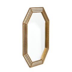 Mid-Century Modernist Octagonal & Tiered Segmented Giltwood Mirror