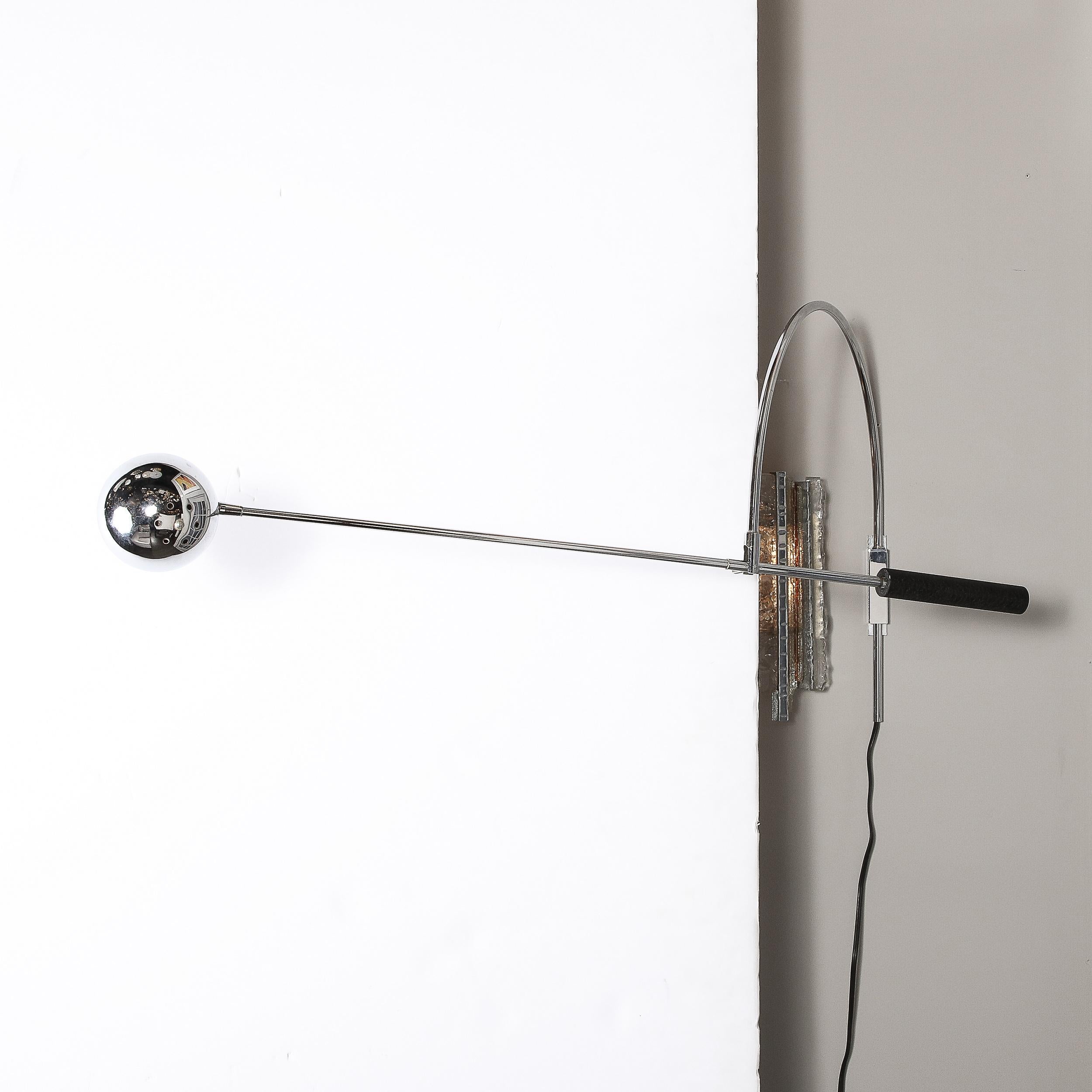 Late 20th Century Mid-Century Modernist Omnidirectional Swing Arm Sconces in Polished Chrome