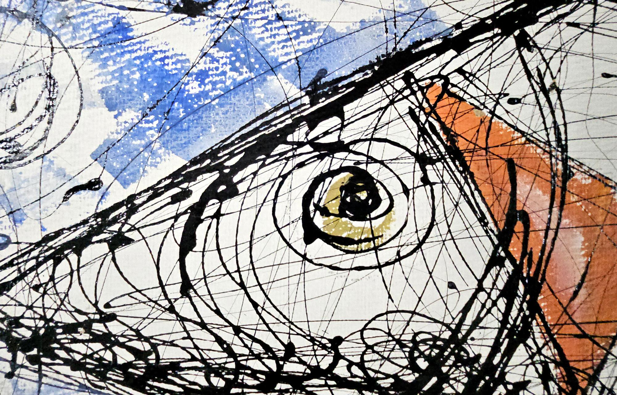 Peinture moderniste du milieu du siècle représentant des poissons stylisés et des yachts en vente 4