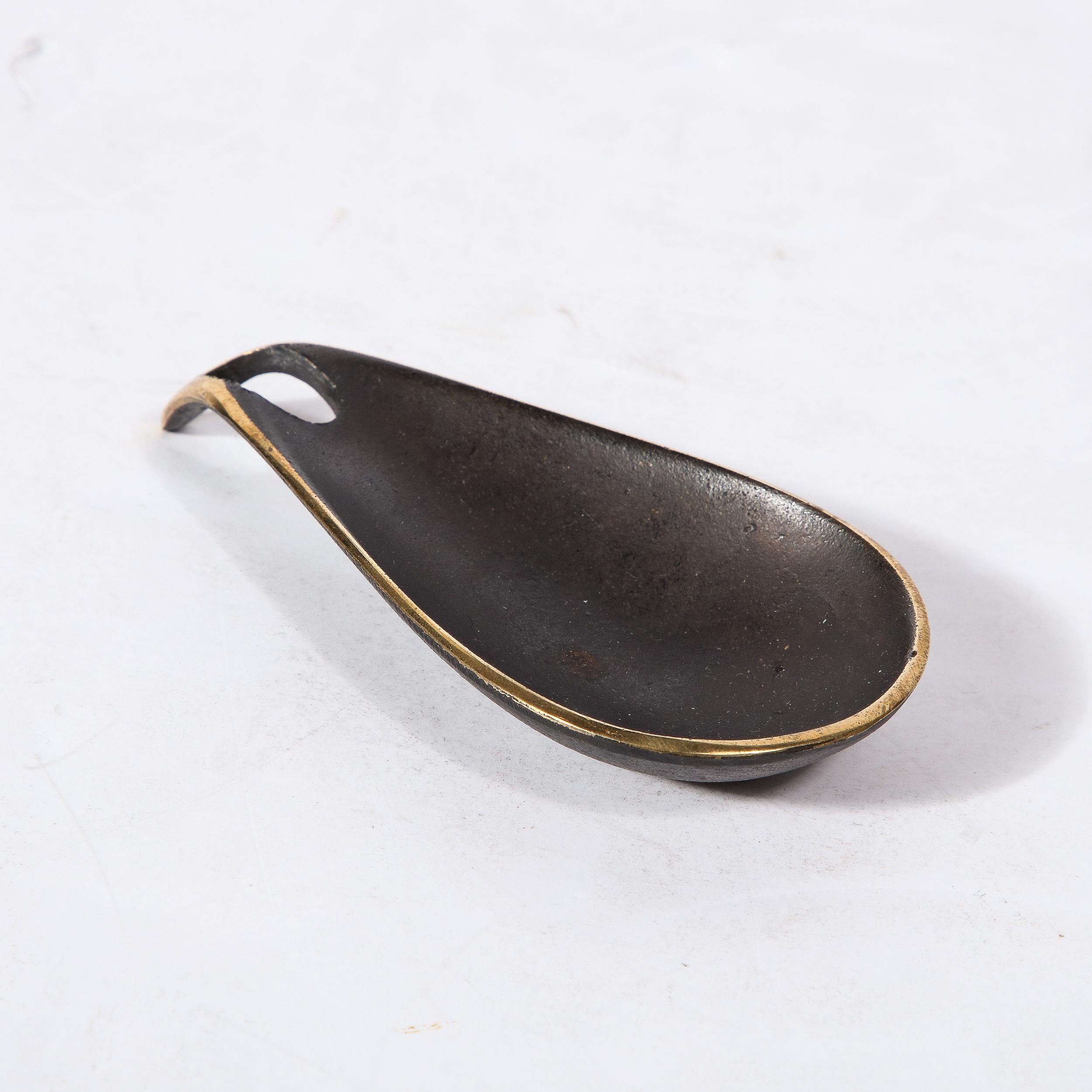 Mid-Century Modernist Patinated Brass Teardrop Dish Signed Carl Aubock  For Sale 5