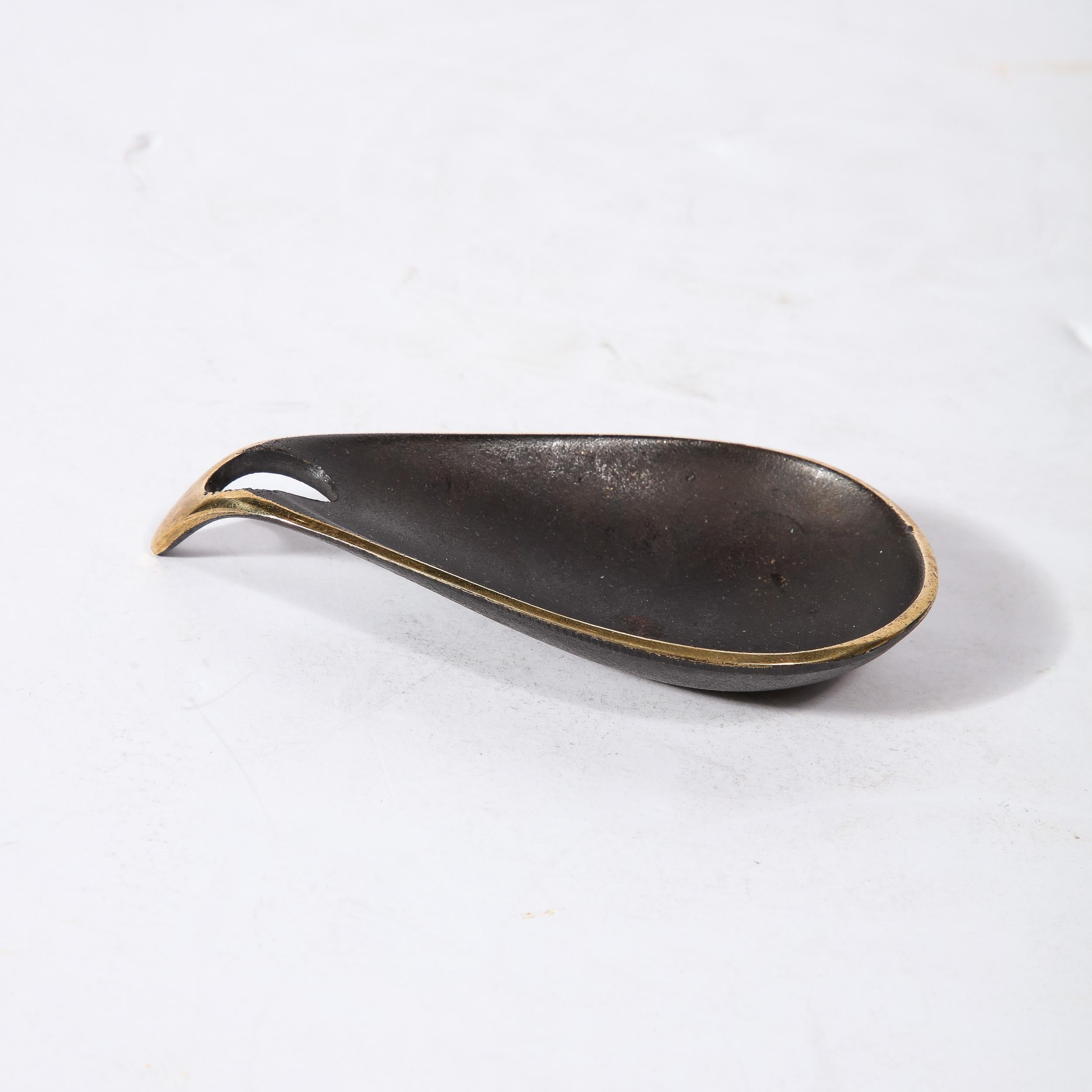 Mid-Century Modernist Patinated Brass Teardrop Dish Signed Carl Aubock  For Sale 6