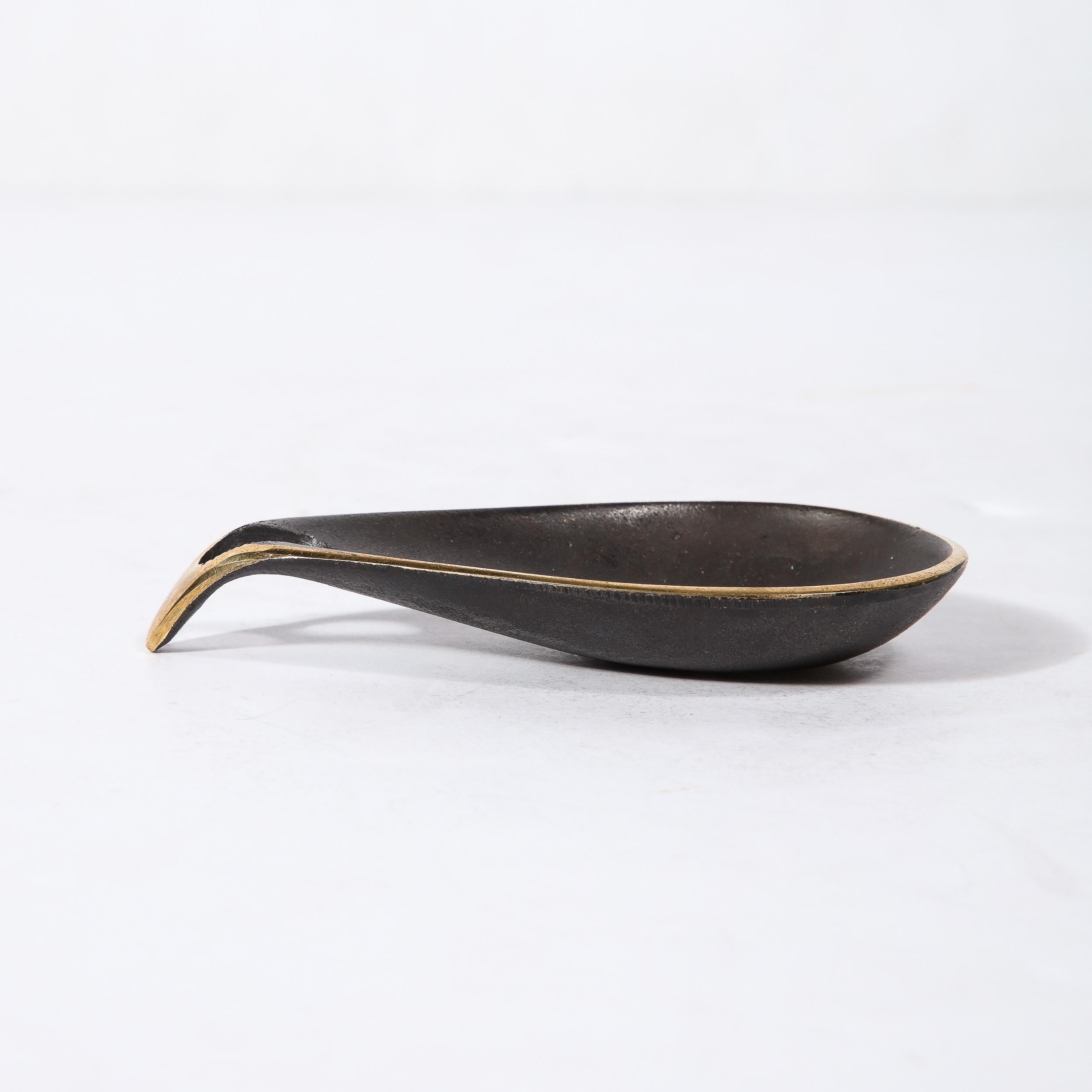 Mid-Century Modernist Patinated Brass Teardrop Dish Signed Carl Aubock  For Sale 7