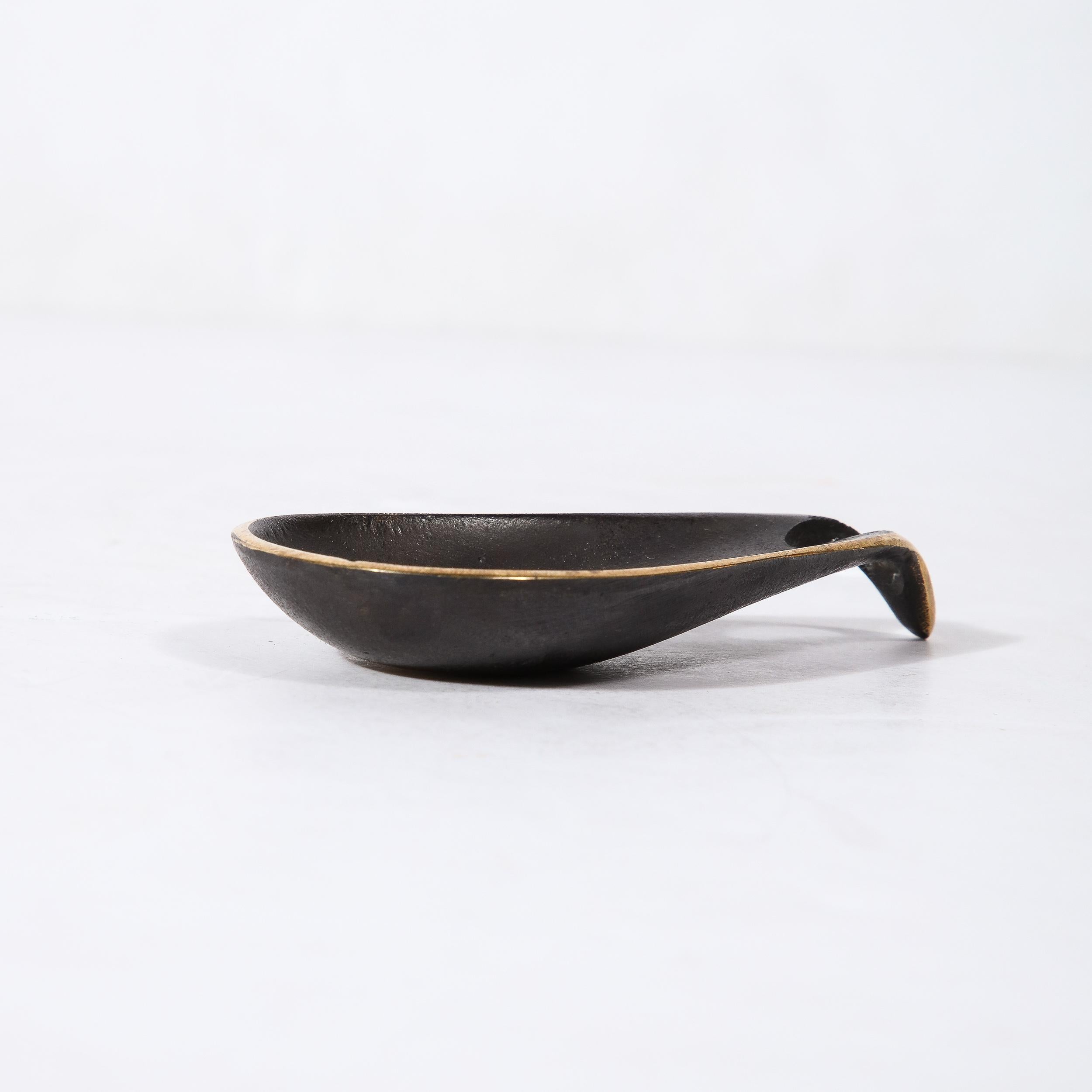 Mid-Century Modernist Patinated Brass Teardrop Dish Signed Carl Aubock  For Sale 8