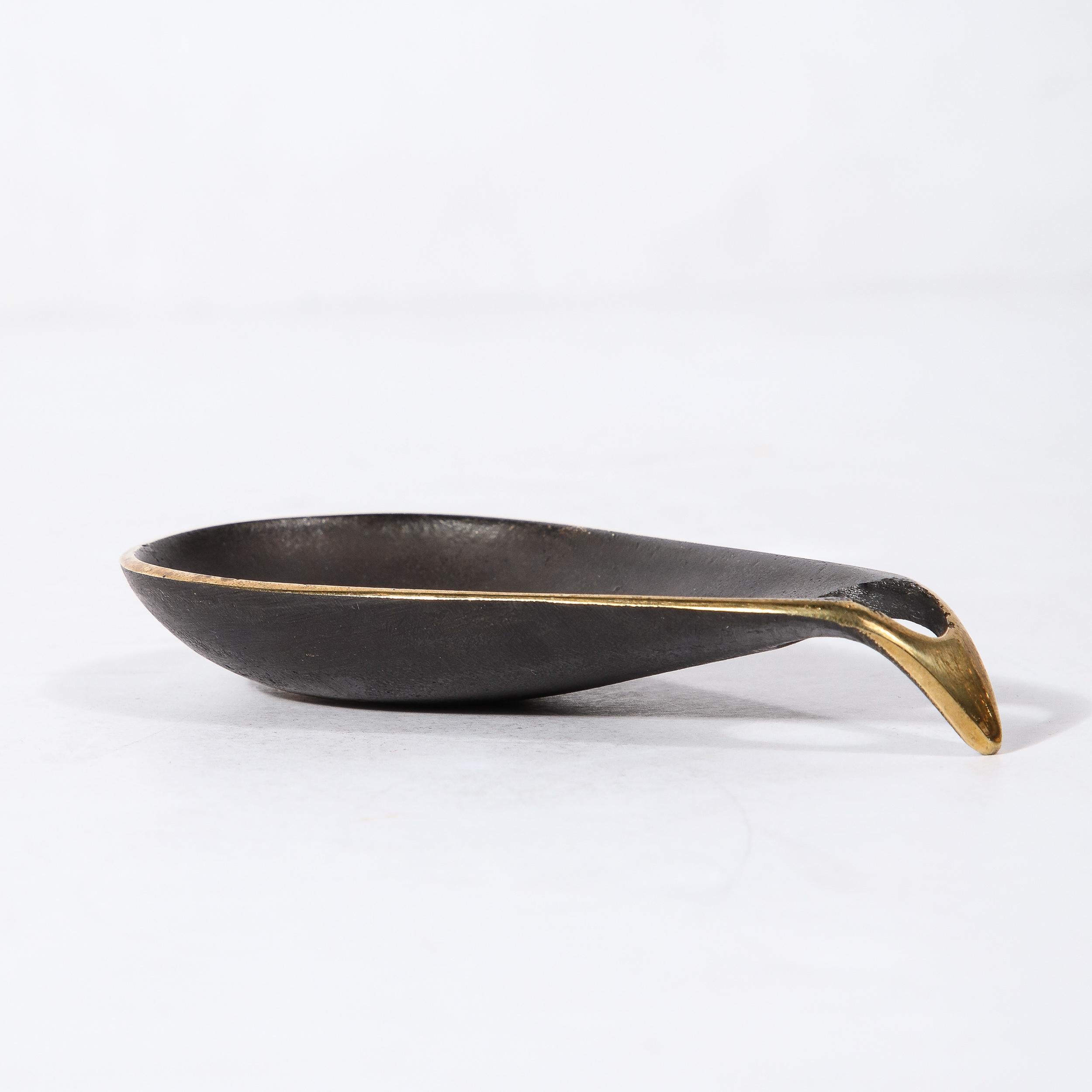 Mid-Century Modernist Patinated Brass Teardrop Dish Signed Carl Aubock  For Sale 9