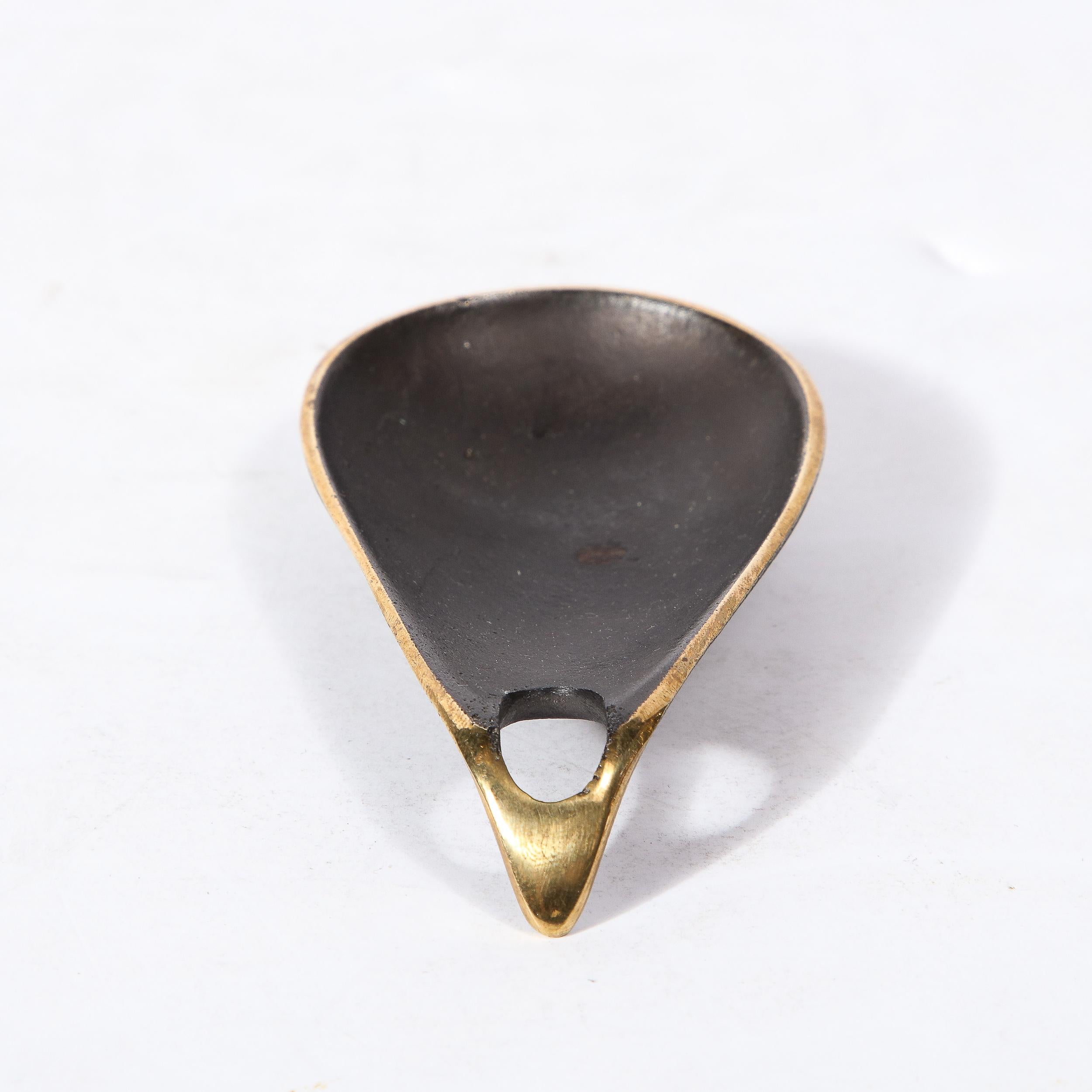 Mid-20th Century Mid-Century Modernist Patinated Brass Teardrop Dish Signed Carl Aubock  For Sale
