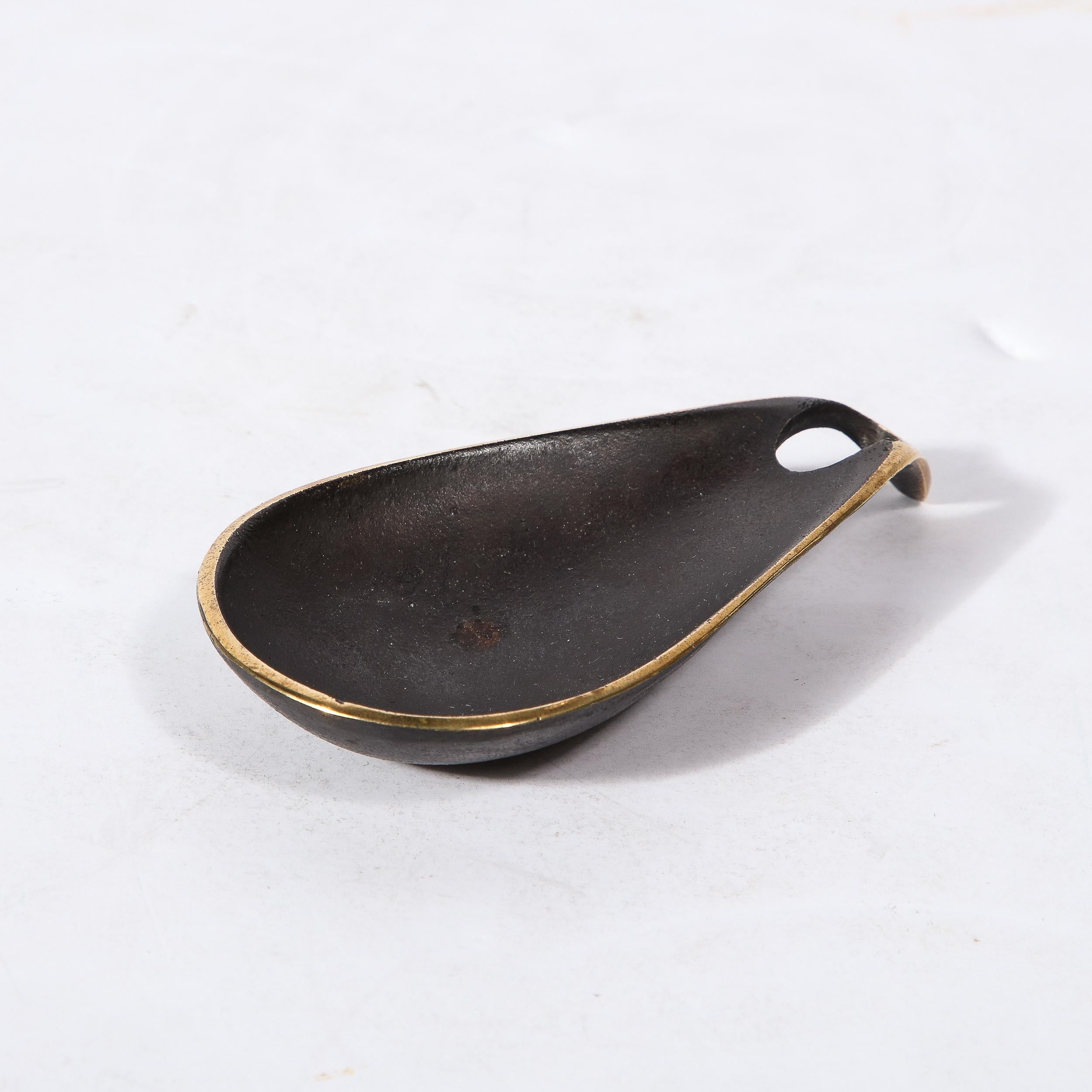 Mid-Century Modernist Patinated Brass Teardrop Dish Signed Carl Aubock  For Sale 3