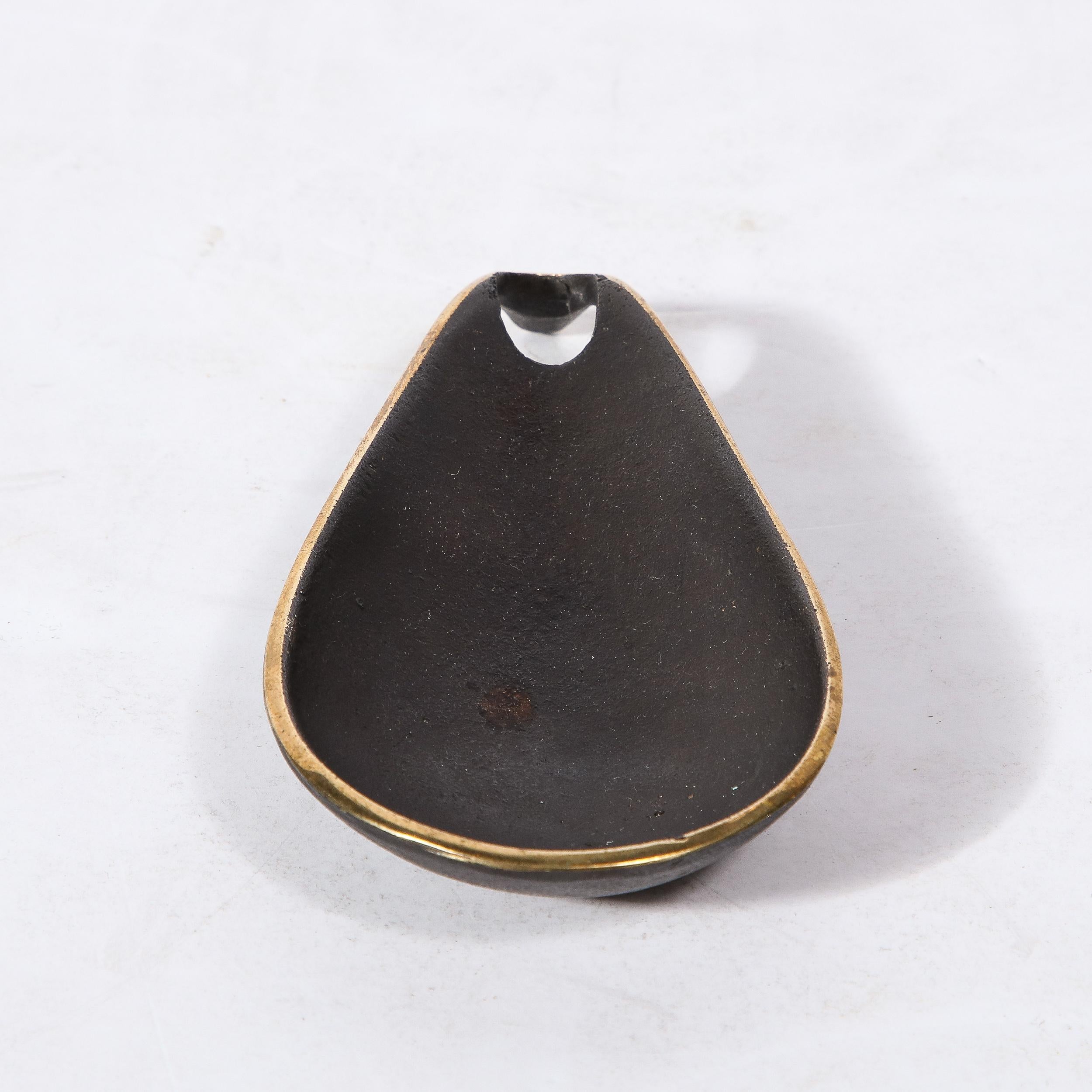 Mid-Century Modernist Patinated Brass Teardrop Dish Signed Carl Aubock  For Sale 4