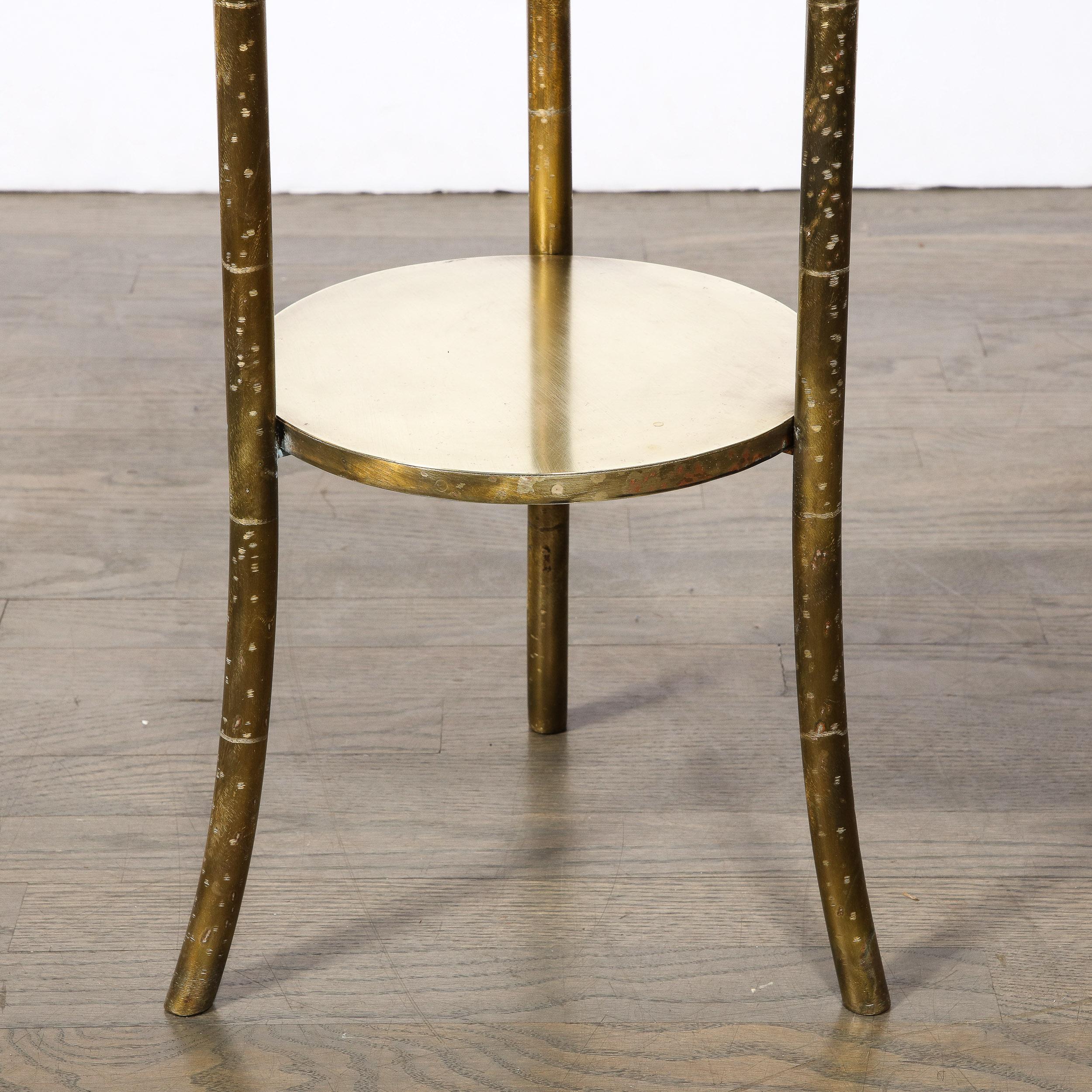 American Mid-Century Modernist Patinated Bronze & Hand-Etched End Table, Philip Laverne
