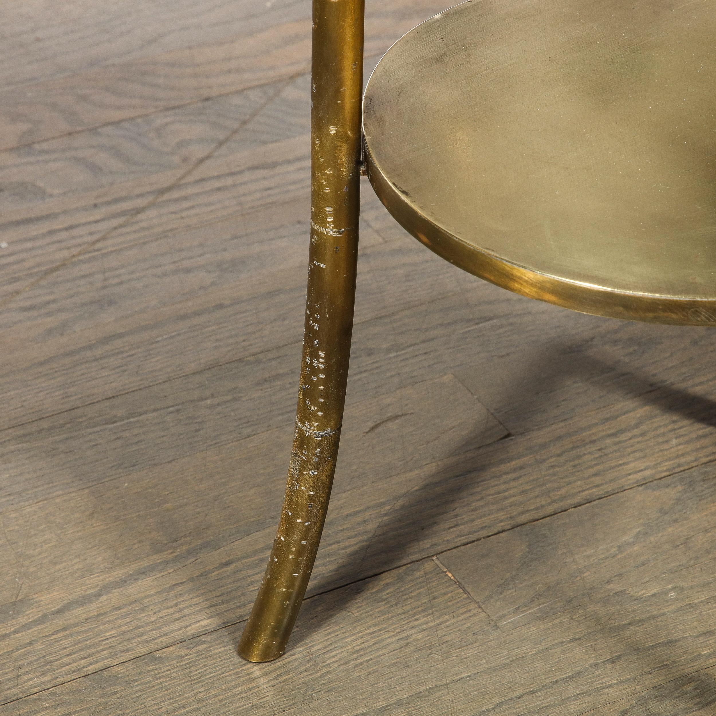 Mid-Century Modernist Patinated Bronze & Hand-Etched End Table, Philip Laverne 4