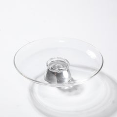 Mid-Century Modernist Pedestal Cake Stand in Hand-Blown Glass Signed Steuben